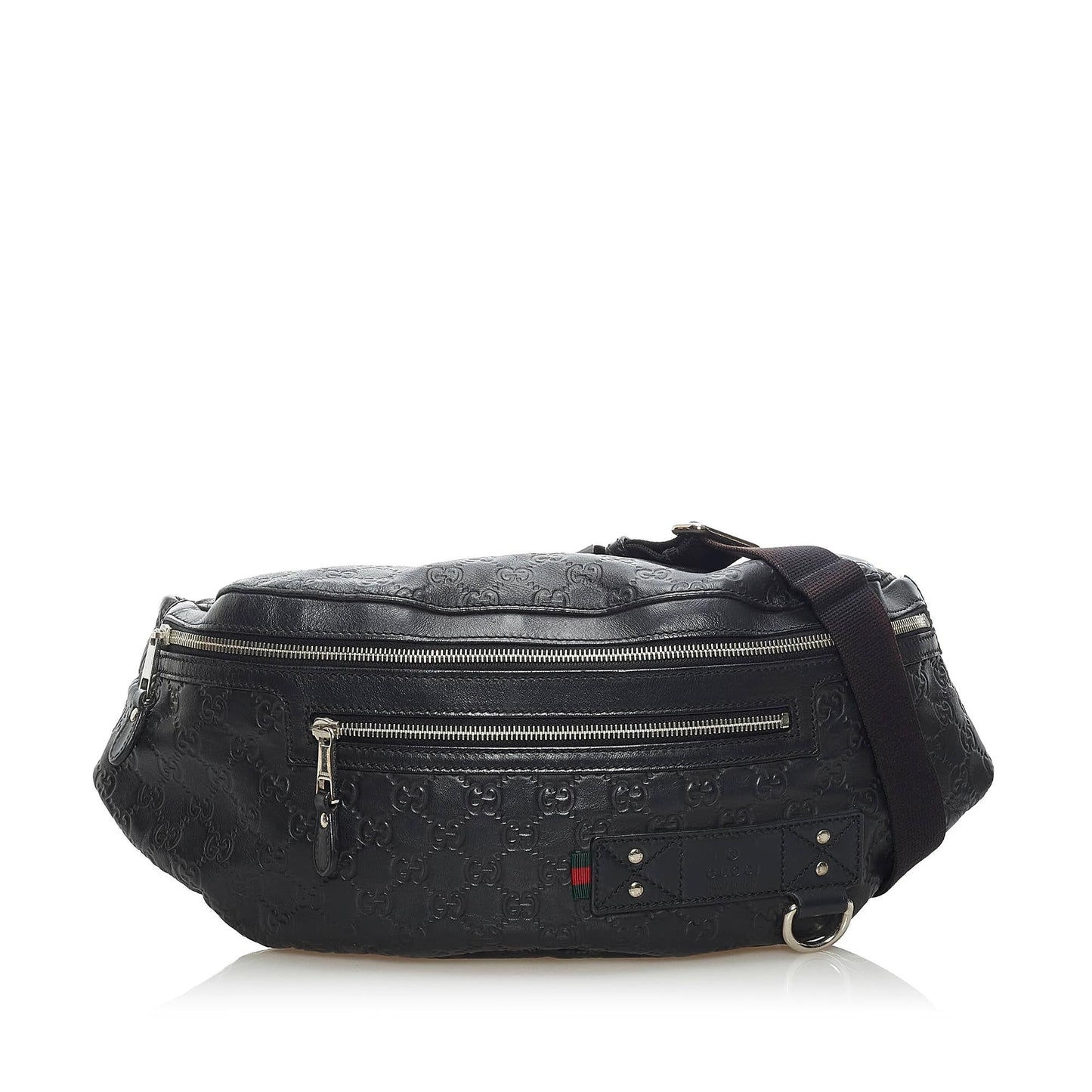 Gucci Guccissima Web Belt SHG Calf Black Accessory
