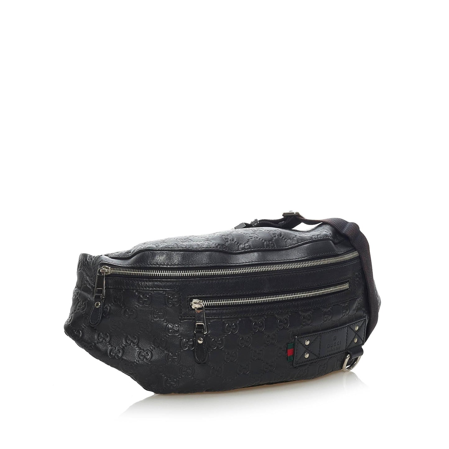 Gucci Guccissima Web Belt SHG Calf Black Accessory