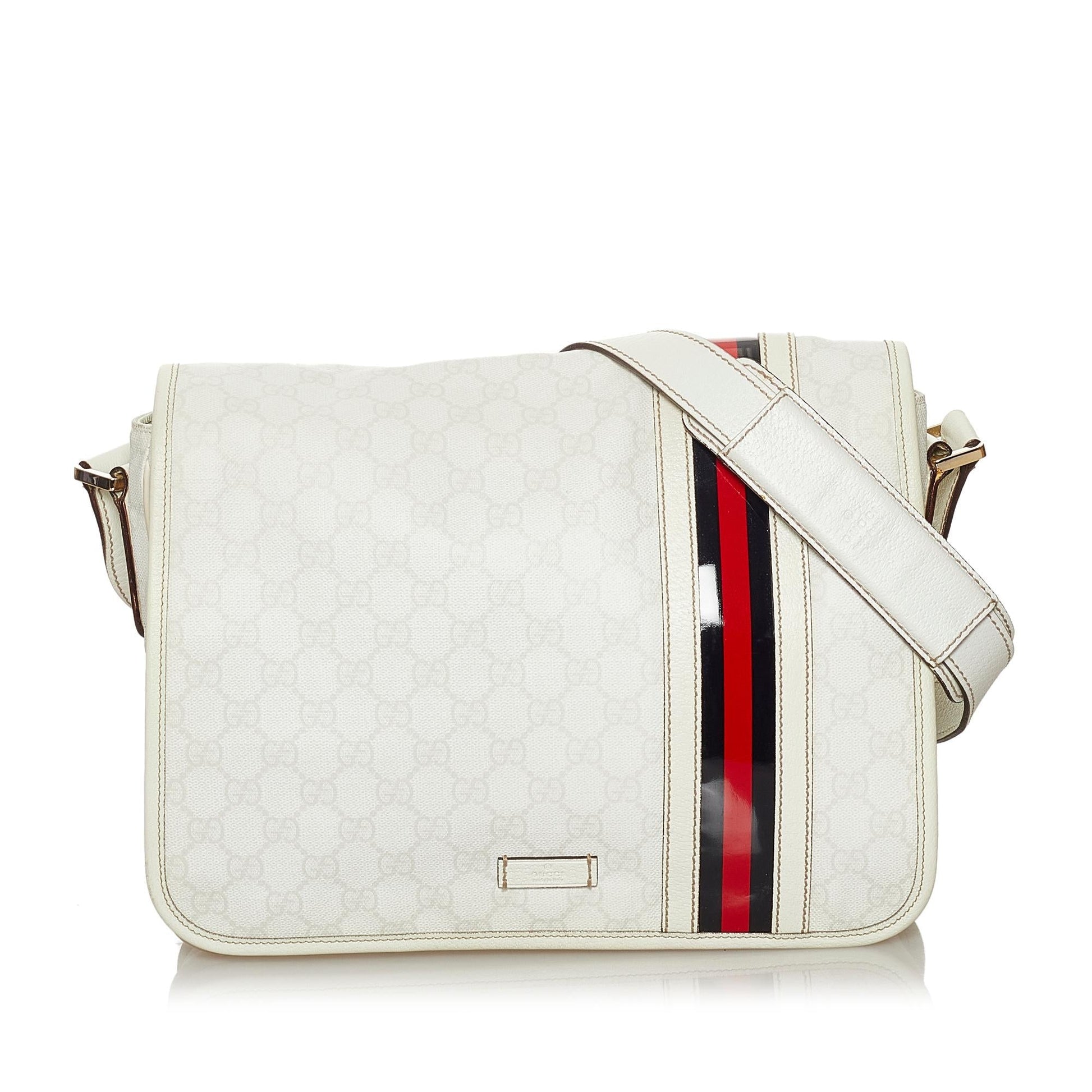 Gucci Guccissima Web SHG Calf White Crossbody Bag