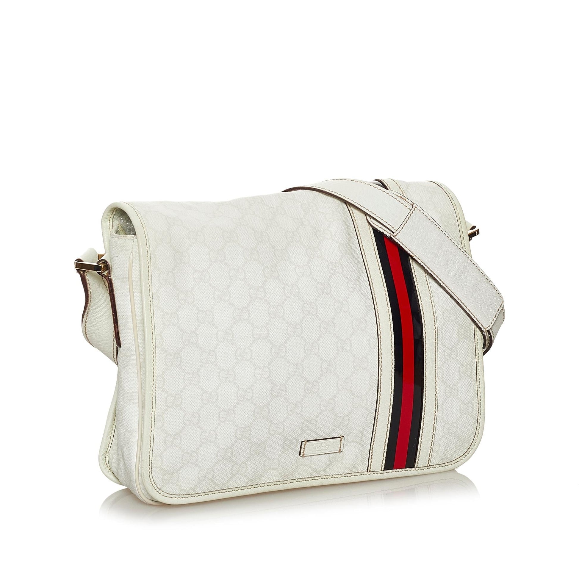 Gucci Guccissima Web SHG Calf White Crossbody Bag