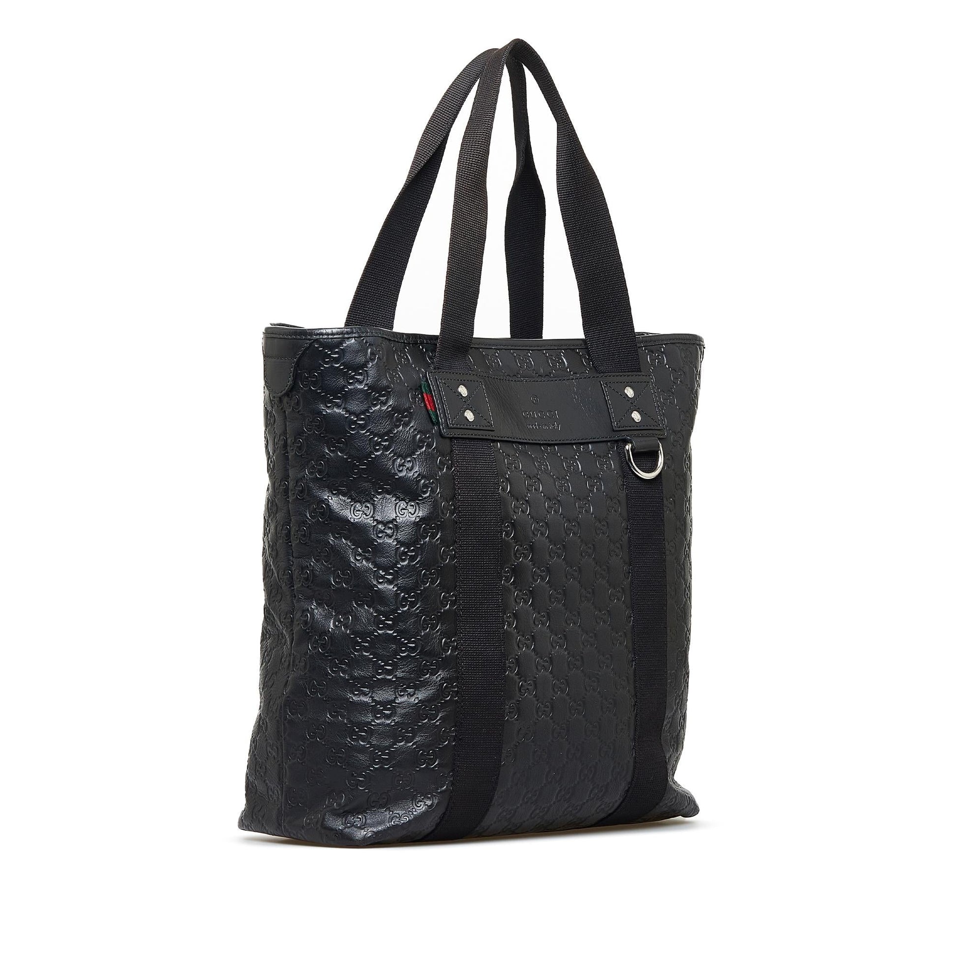 Gucci Guccissima Web SHG-P5yga2 Calf Black Tote Bag