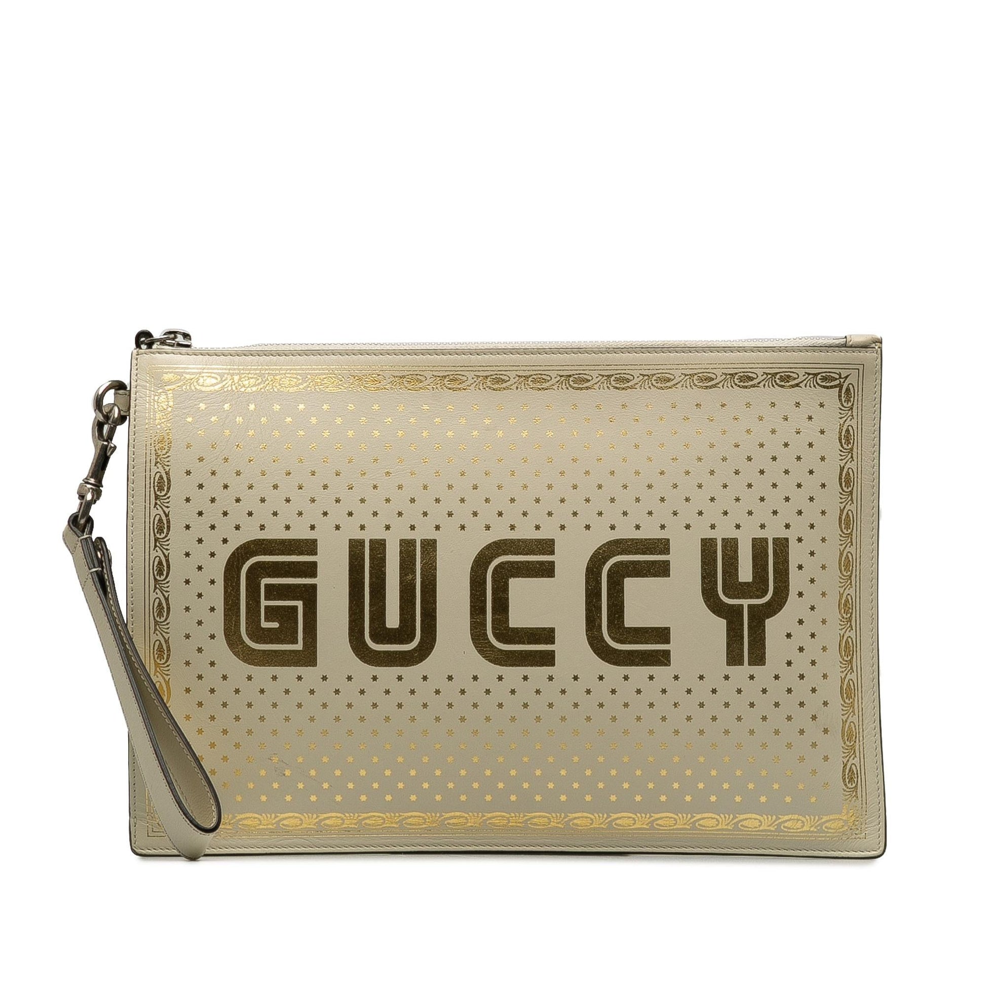 Gucci Guccy Sega SHG-I7jOQX Calf White Clutch Bag