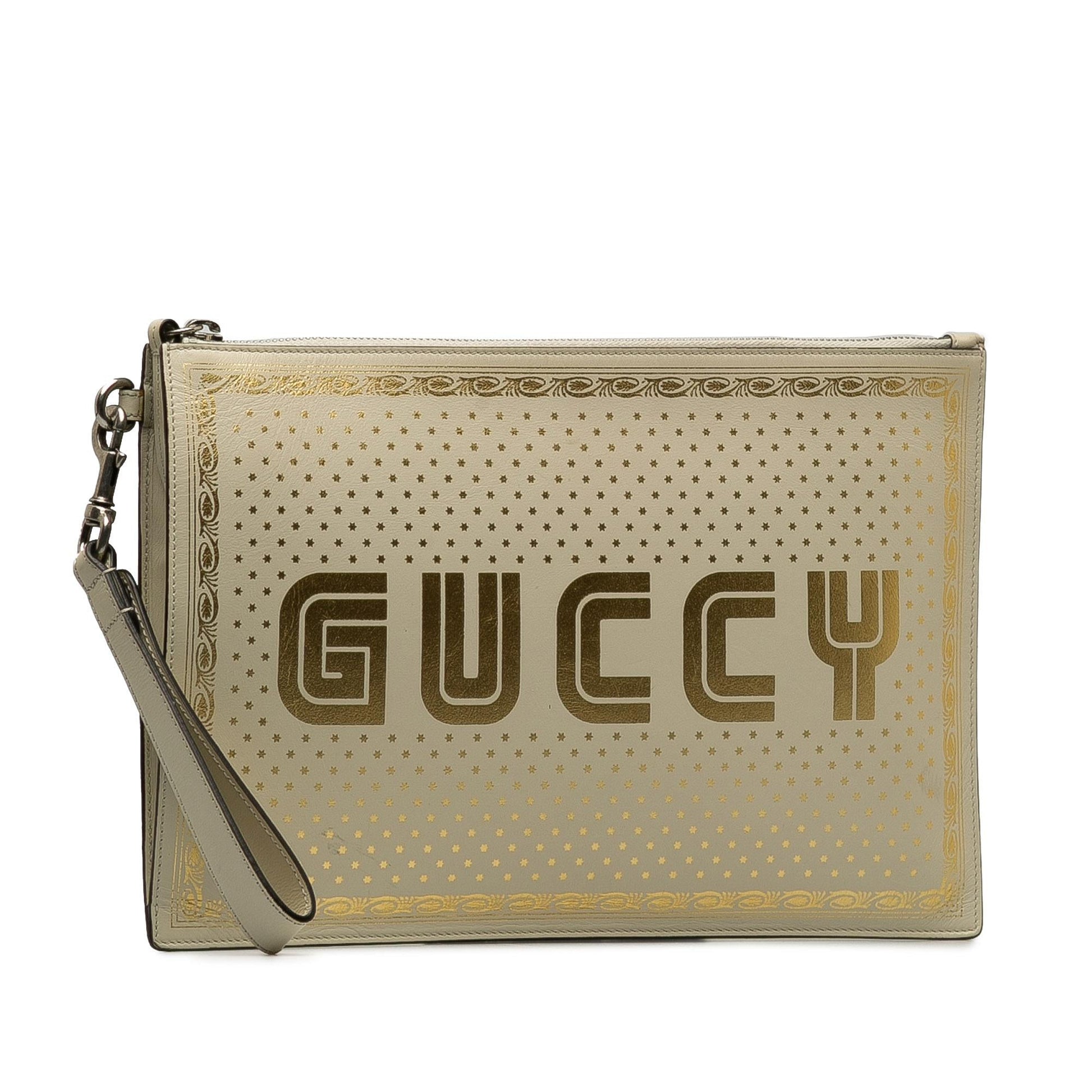 Gucci Guccy Sega SHG-I7jOQX Calf White Clutch Bag
