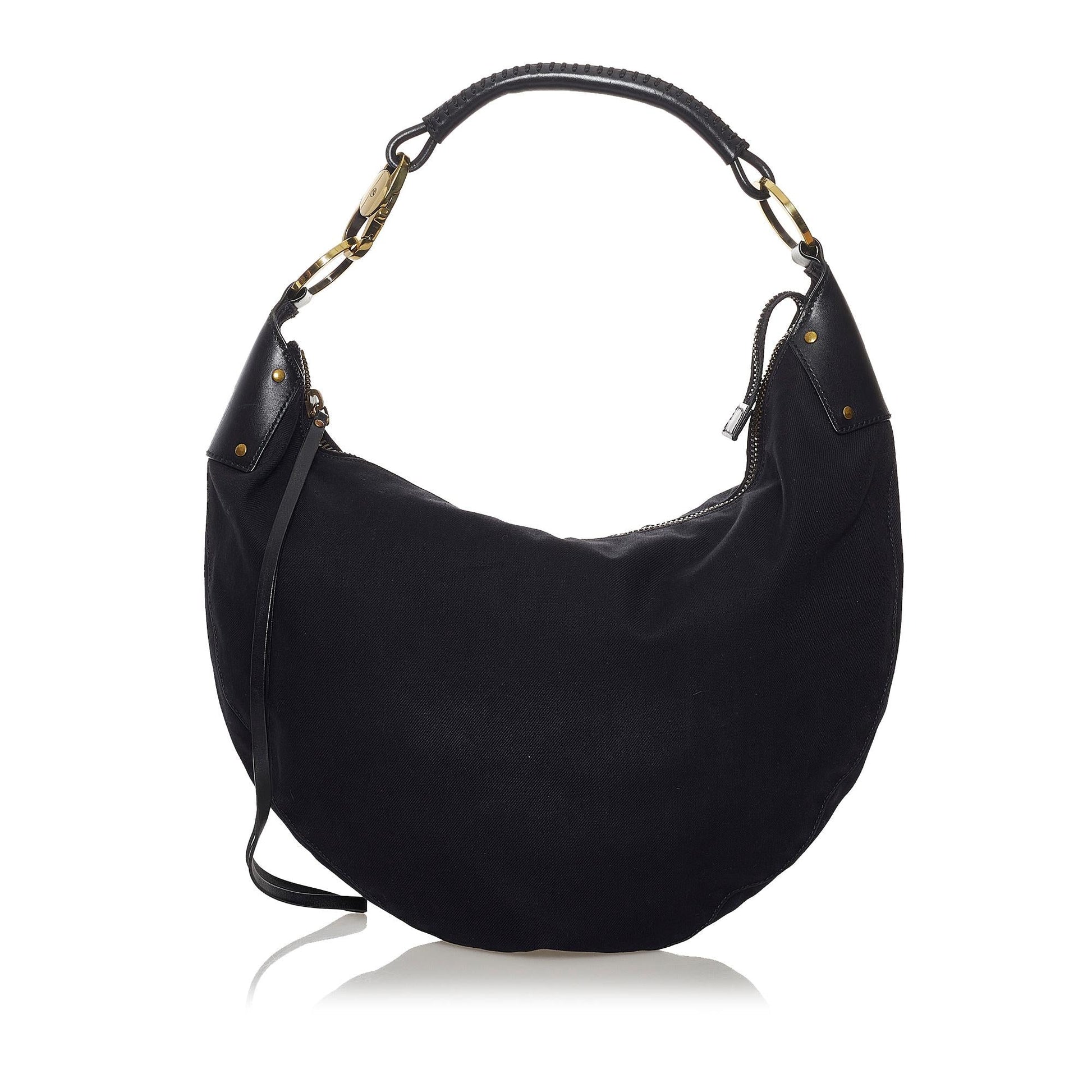 Gucci Half Moon SHG Canvas Black Shoulder Bag