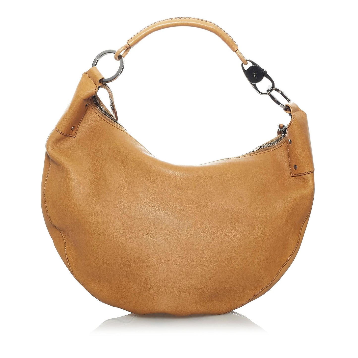 Gucci Half Moon SHG Leather Canvas Brown Shoulder Bag