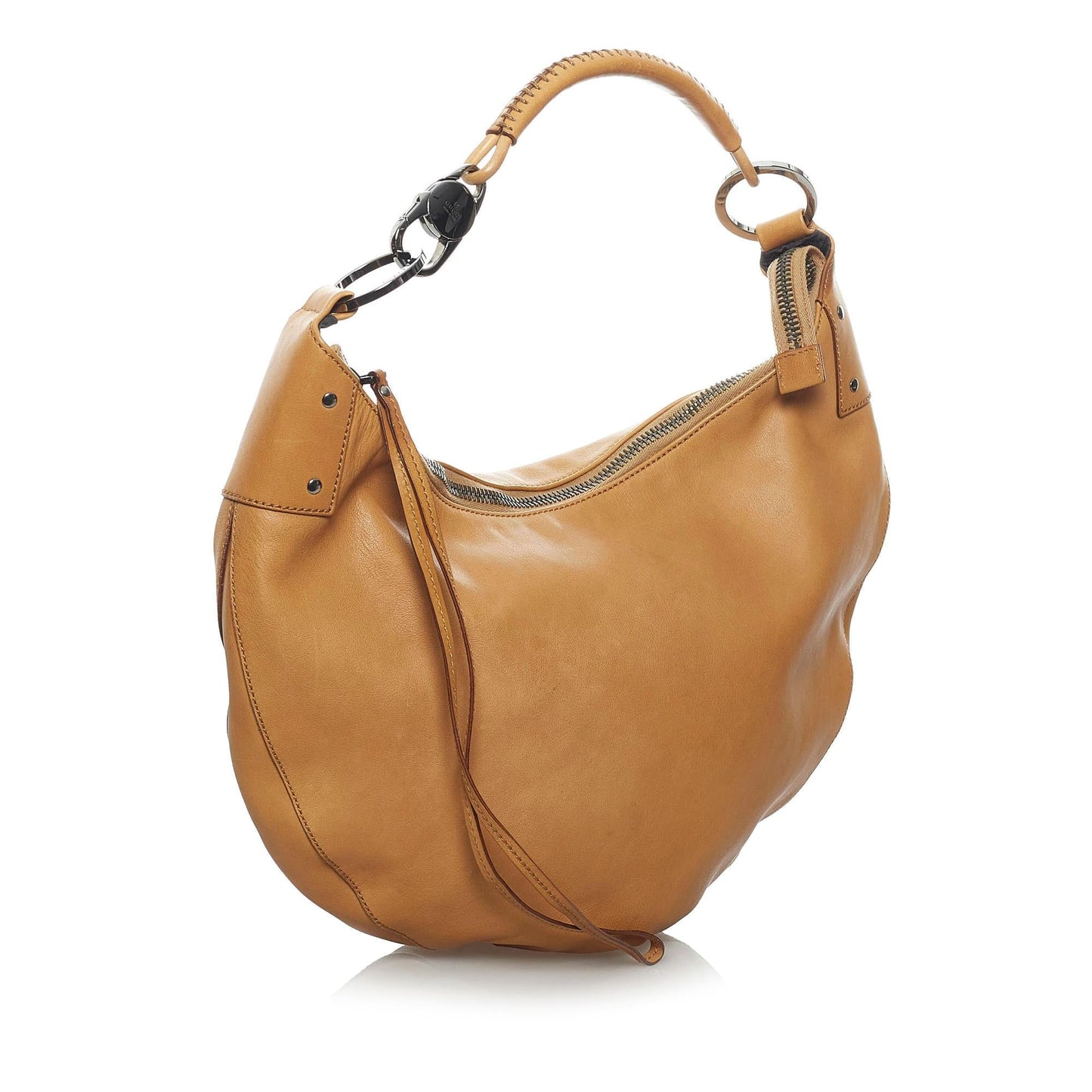 Gucci Half Moon SHG Leather Canvas Brown Shoulder Bag