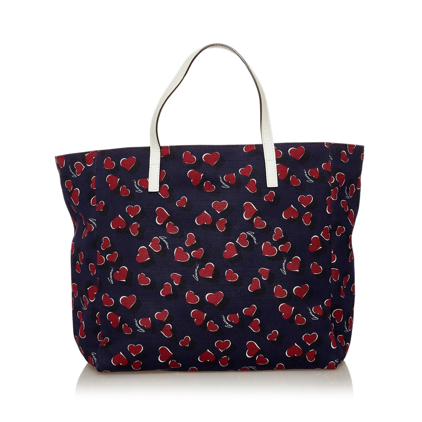 Gucci Heartbeat SHG Canvas Calf Blue Tote Bag