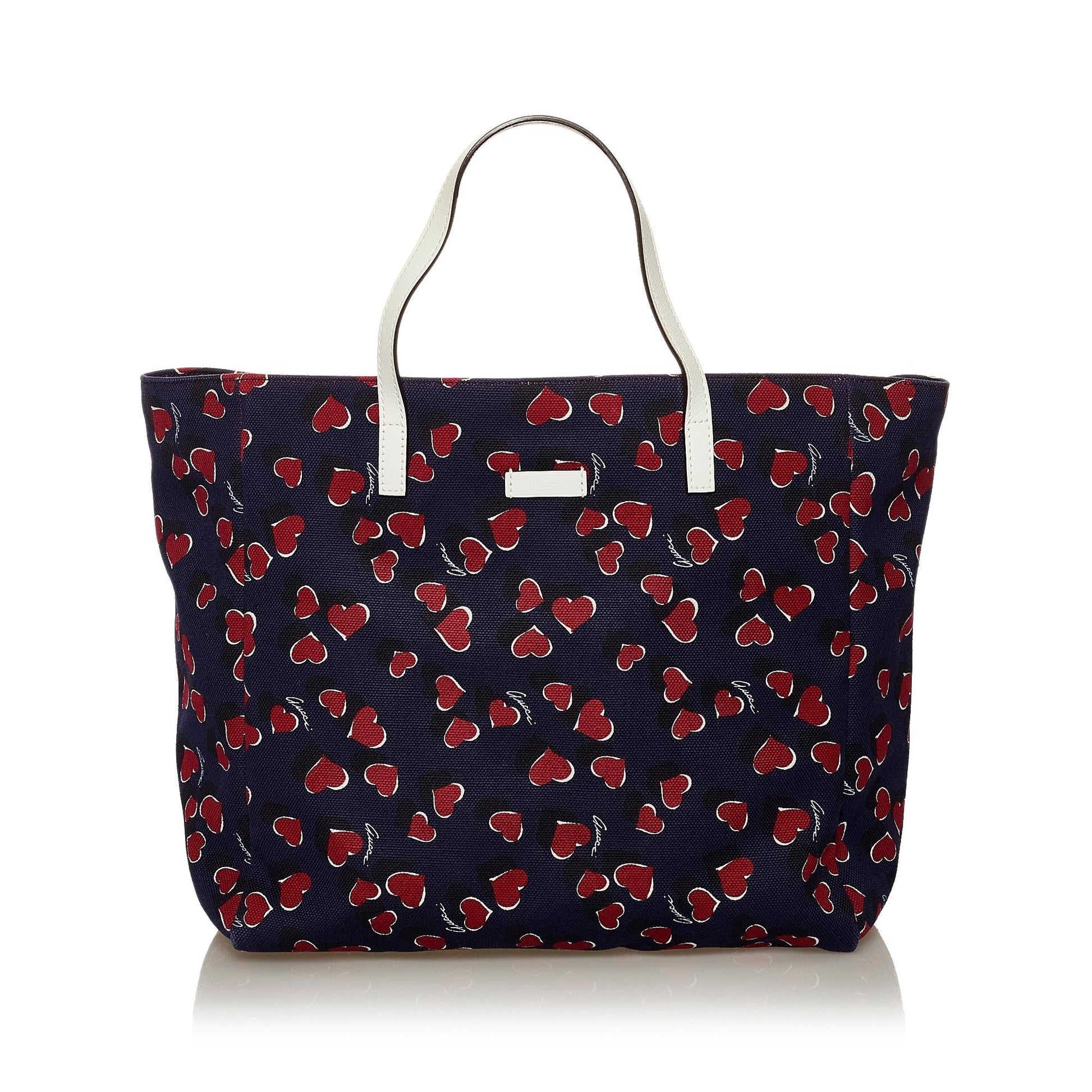 Gucci Heartbeat SHG Canvas Calf Blue Tote Bag