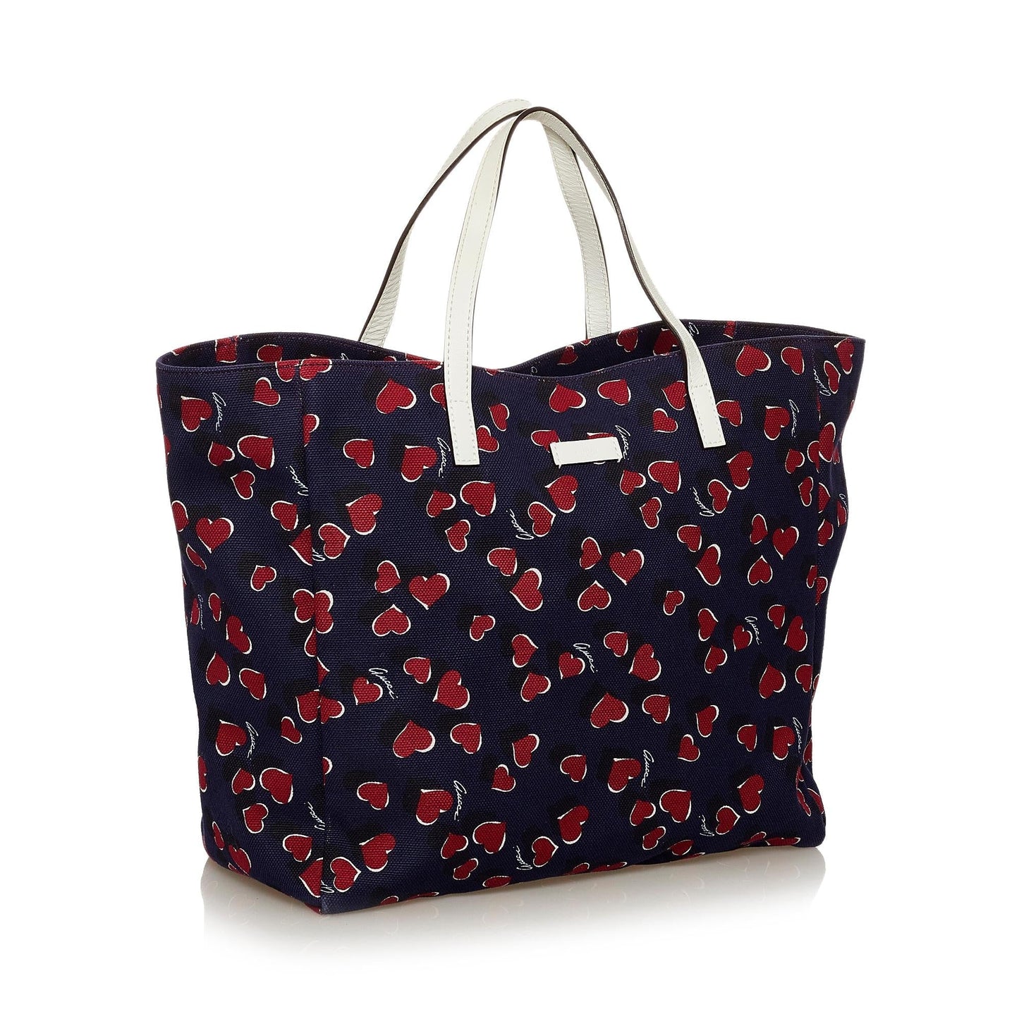 Gucci Heartbeat SHG Canvas Calf Blue Tote Bag