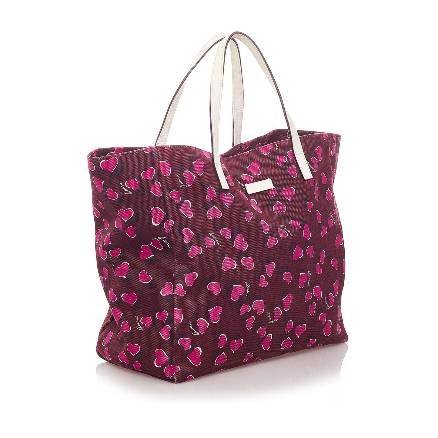 Gucci Heartbeat SHG Canvas White Red Tote Bag Bag Shg