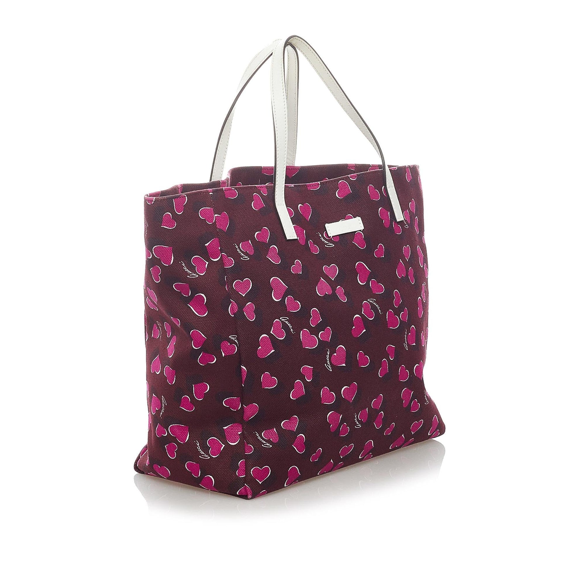 Gucci Heartbeat SHG Canvas Calf White Red Tote Bag