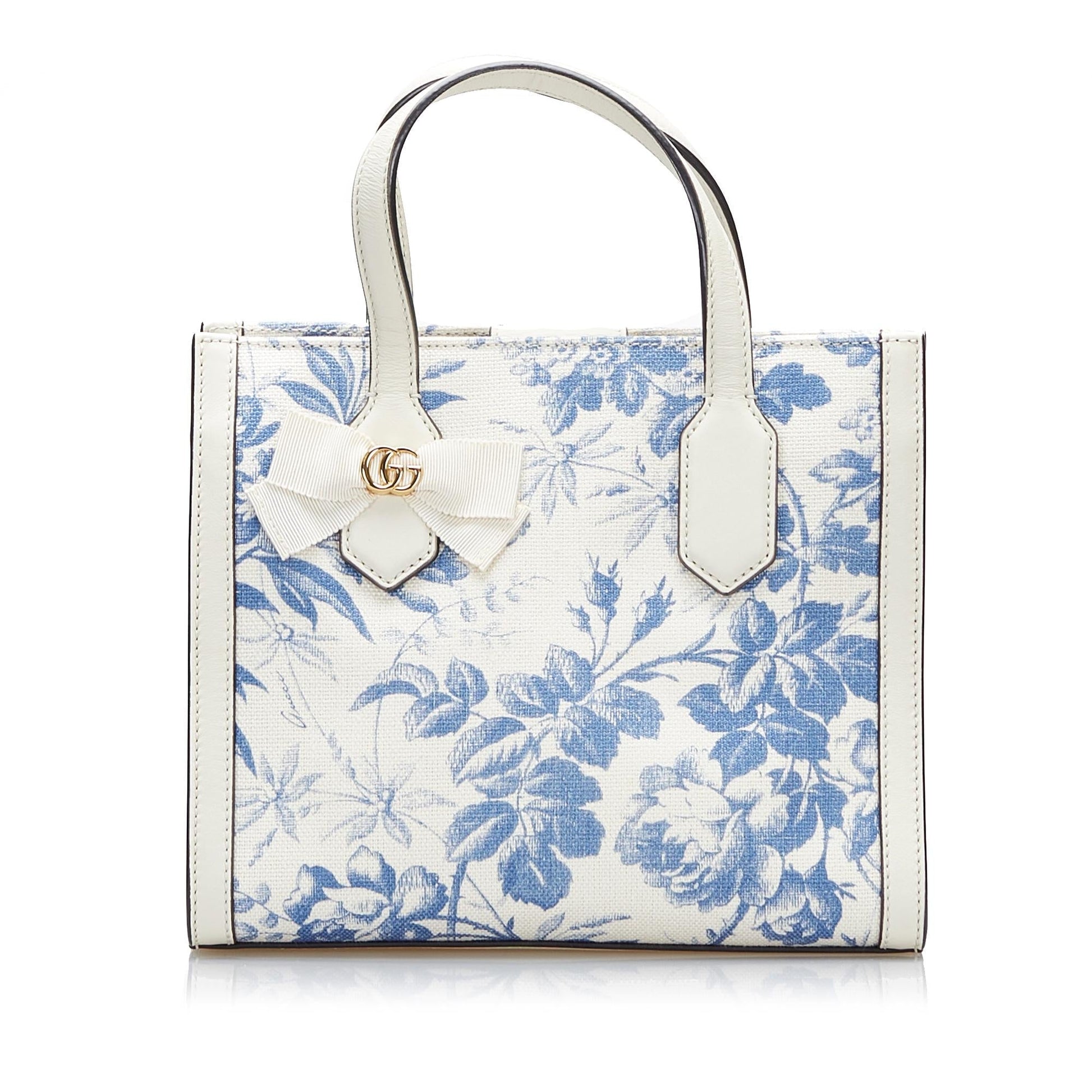 Gucci Herbarium SHG-v4aQ2g Canvas White Blue Satchel Bag
