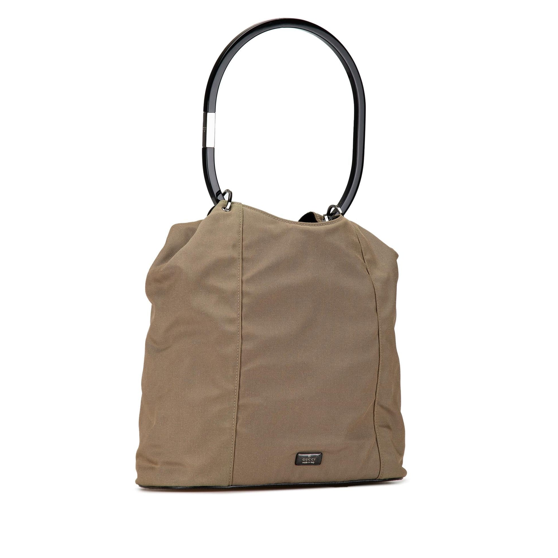 Gucci Hoop SHG-Bqg8ra Canvas Brown Satchel Bag
