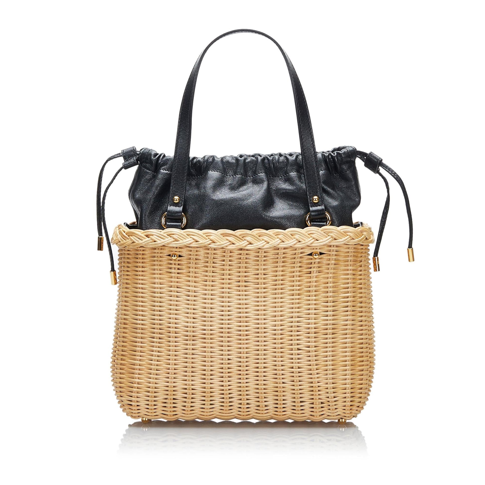 Gucci Horsebit Basket SHG-hunbT5 Raffia Brown Satchel Bag