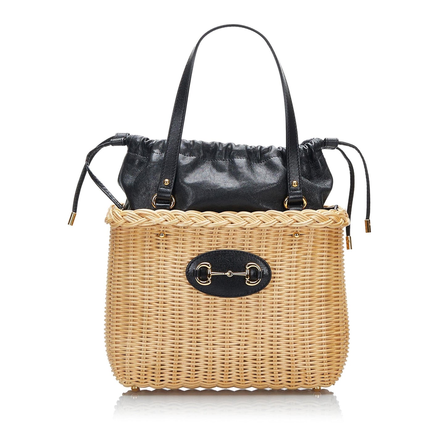 Gucci Horsebit Basket SHG-hunbT5 Raffia Brown Satchel Bag