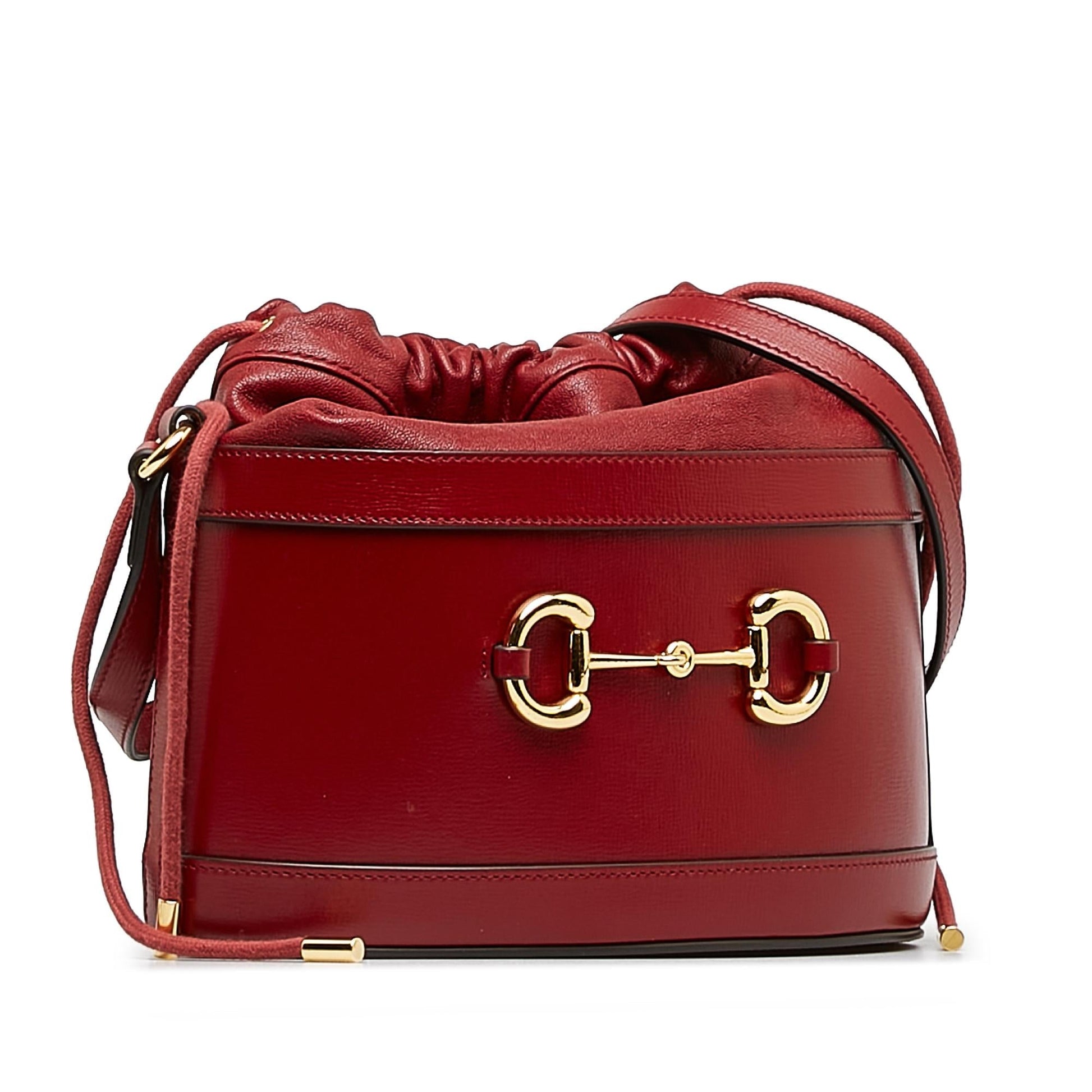 Gucci Horsebit SHG-1Ty9fK Calf Red Bucket Shoulder Bag