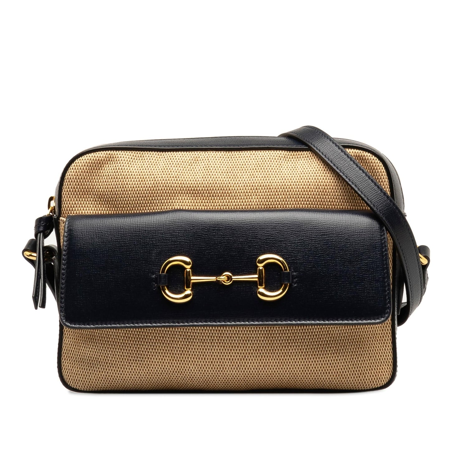 Gucci Horsebit Flap Pocket Camera SHG-BcDKe9 Canvas Calf Black Brown Crossbody Bag