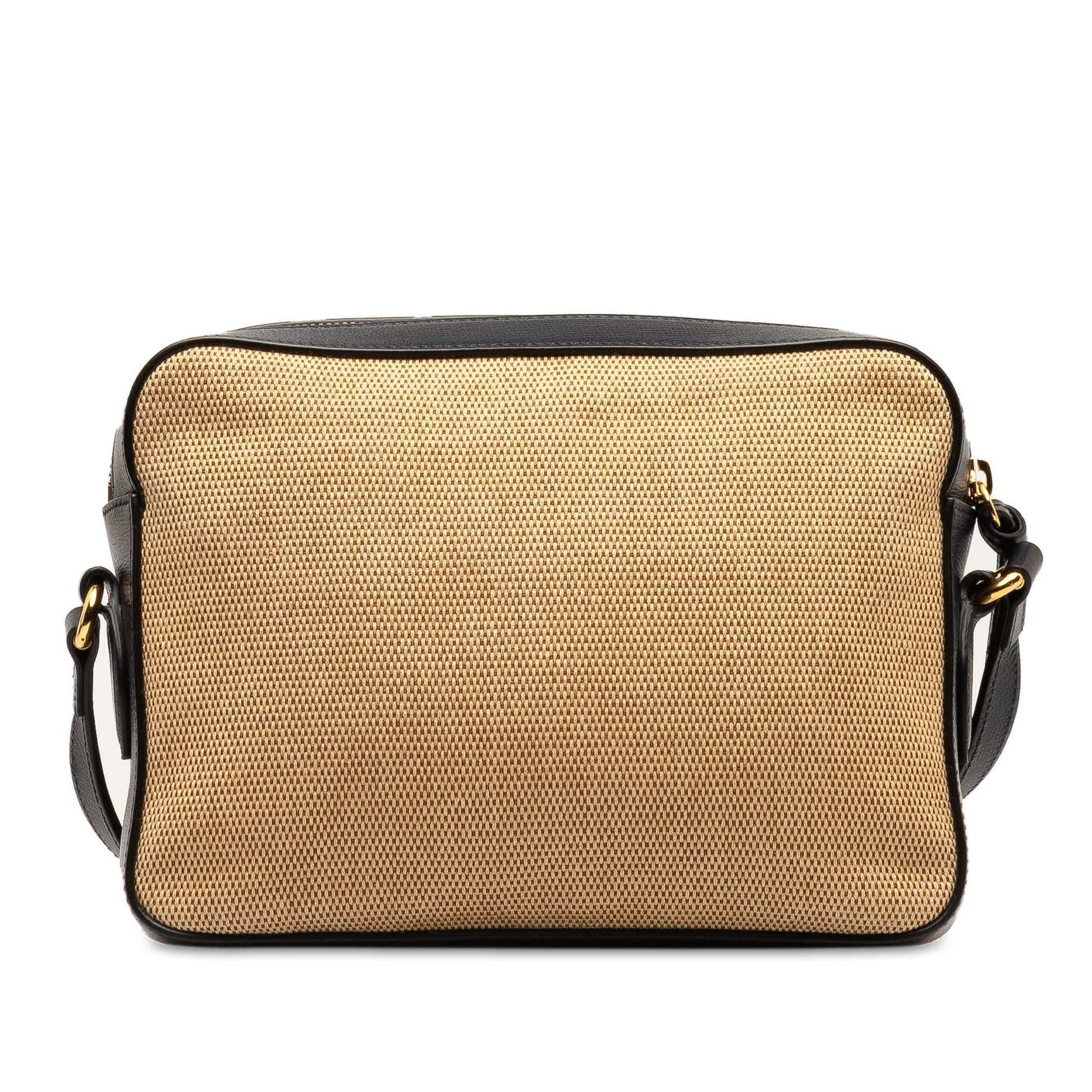 Gucci Horsebit Flap Pocket Camera Canvas Calf Black Brown Crossbody Bag Bag 1