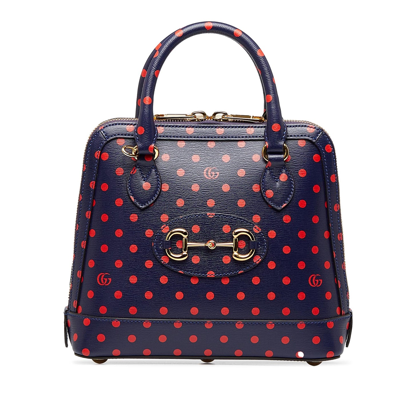 Gucci Horsebit Polka Dot SHG-z2diQ9 Calf Blue Red Satchel Bag