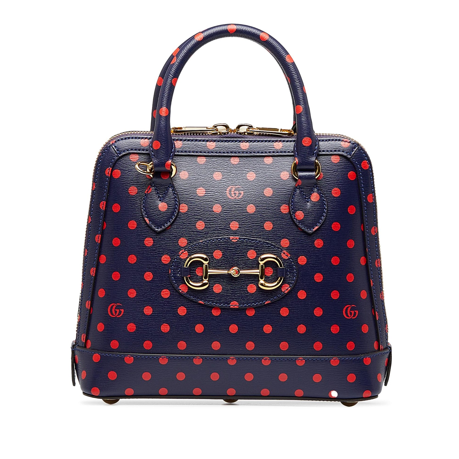 Gucci Horsebit Polka Dot SHG-z2diQ9 Calf Blue Red Satchel Bag