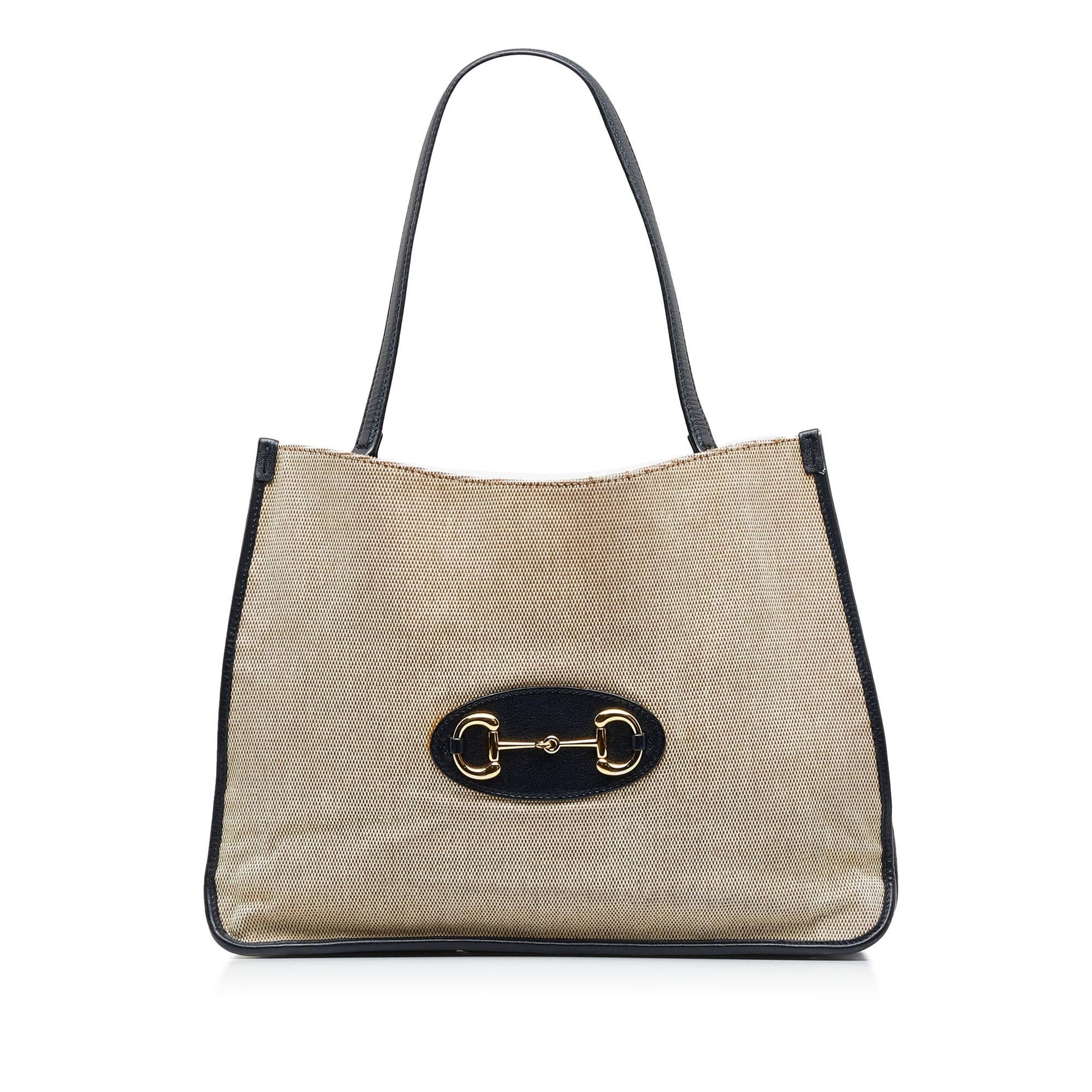 Gucci Horsebit SHG-vd8W1t Canvas Calf Black Brown Tote Bag