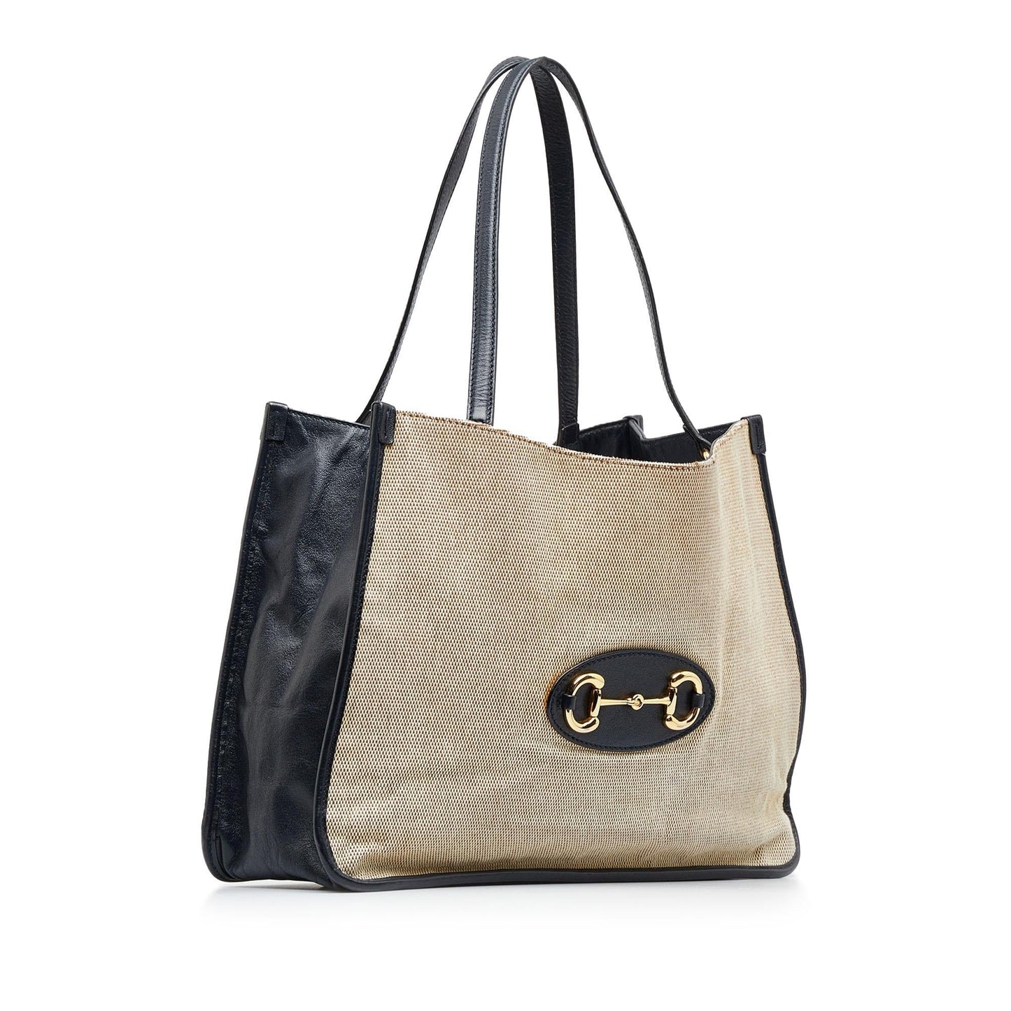 Gucci Horsebit SHG-vd8W1t Canvas Calf Black Brown Tote Bag