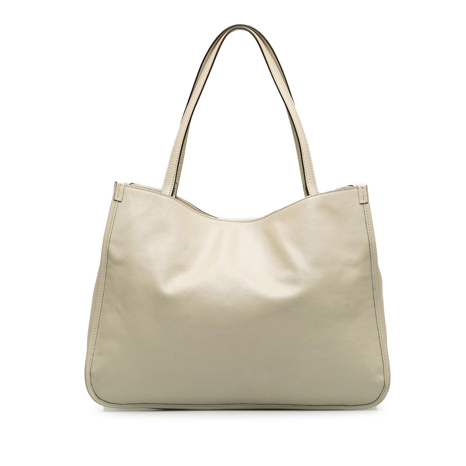 Gucci Horsebit Leather Calf White Tote Bag