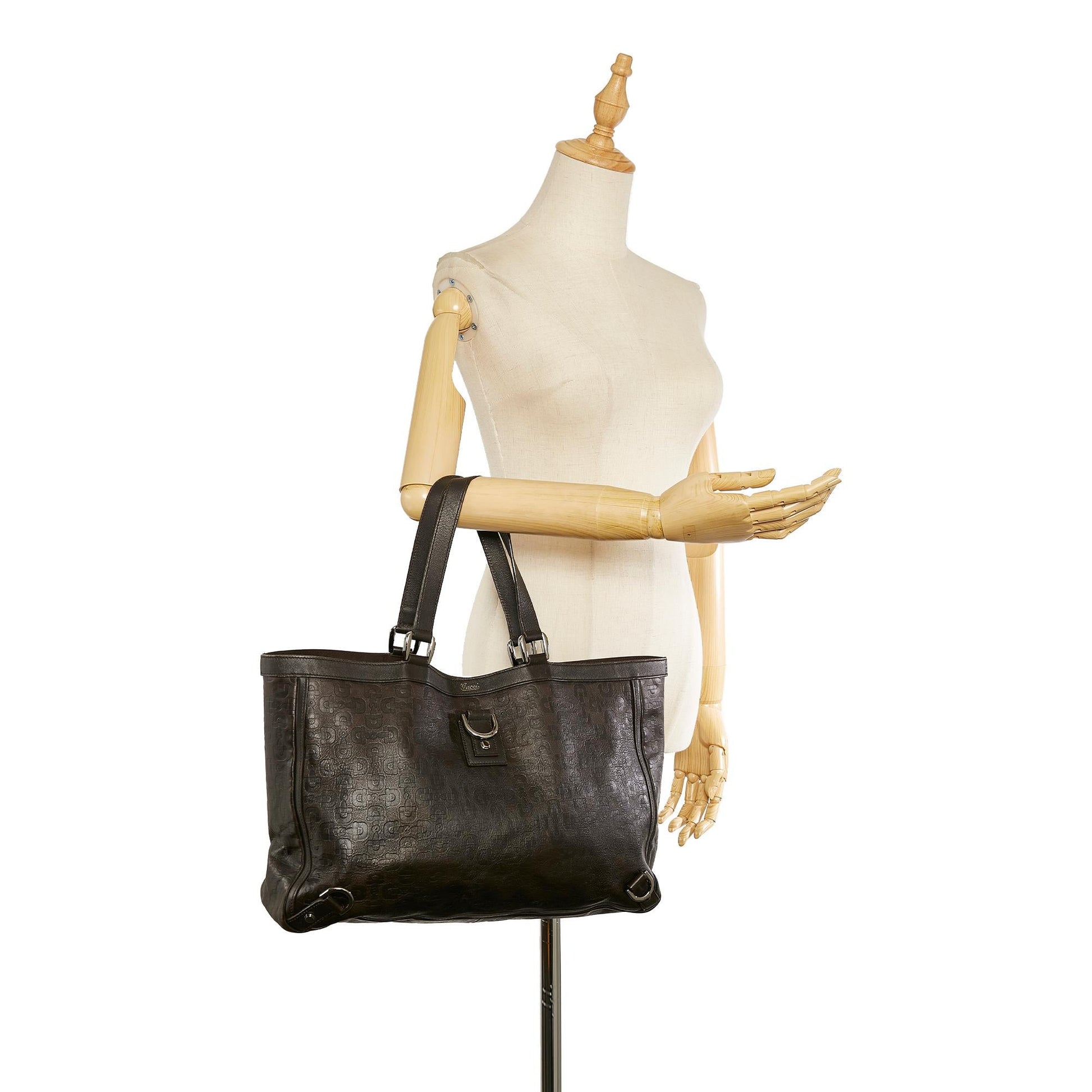 Gucci Horsebit Abbey D-Ring Leather Tote Bag (SHG-31931)