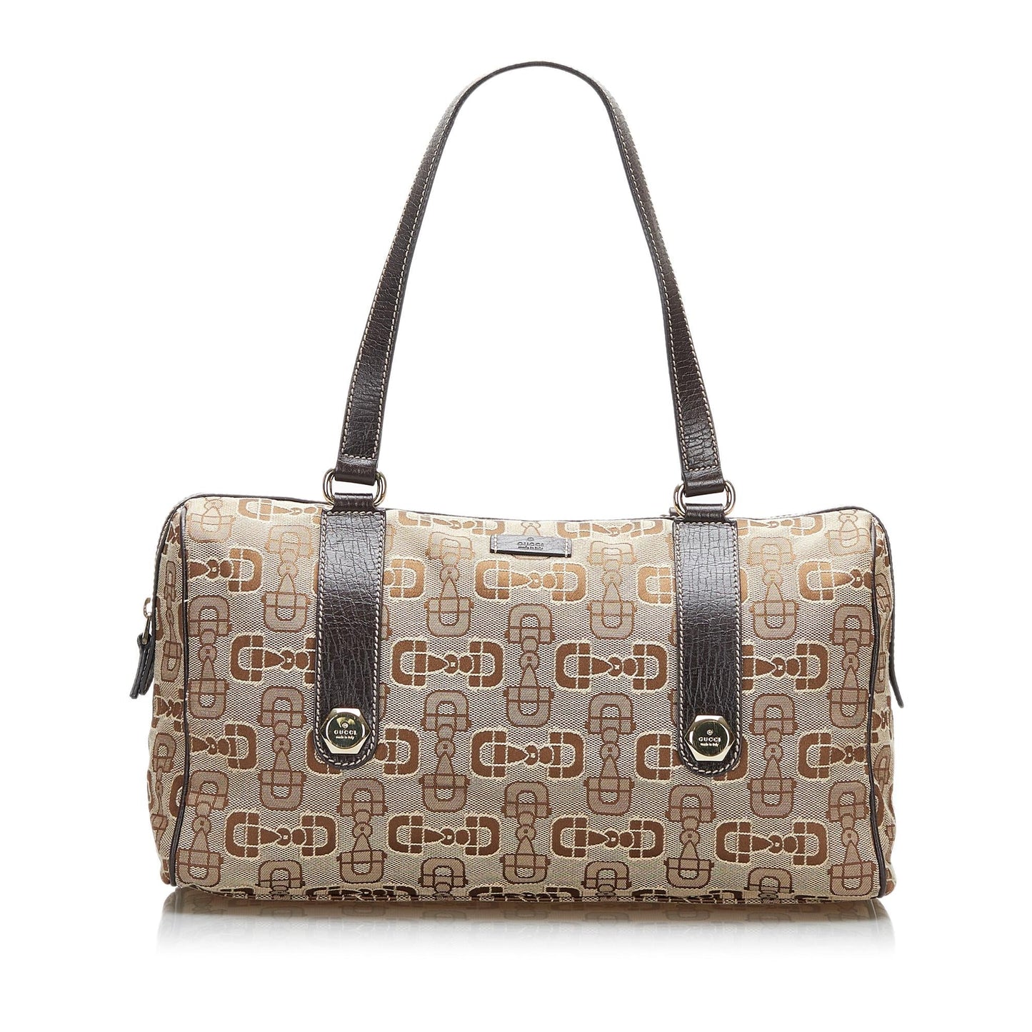 Gucci Horsebit Boston SHG-c8eaT5 Canvas Calf Brown Satchel Bag