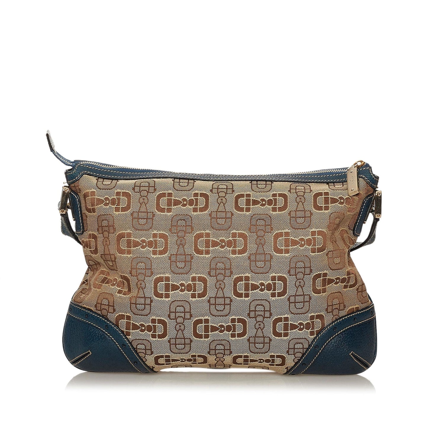 Gucci Horsebit SHG Canvas Calf Brown Blue Crossbody Bag
