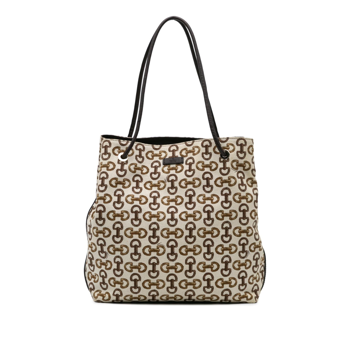 Gucci Horsebit Gifford Canvas Calf White Tote Bag