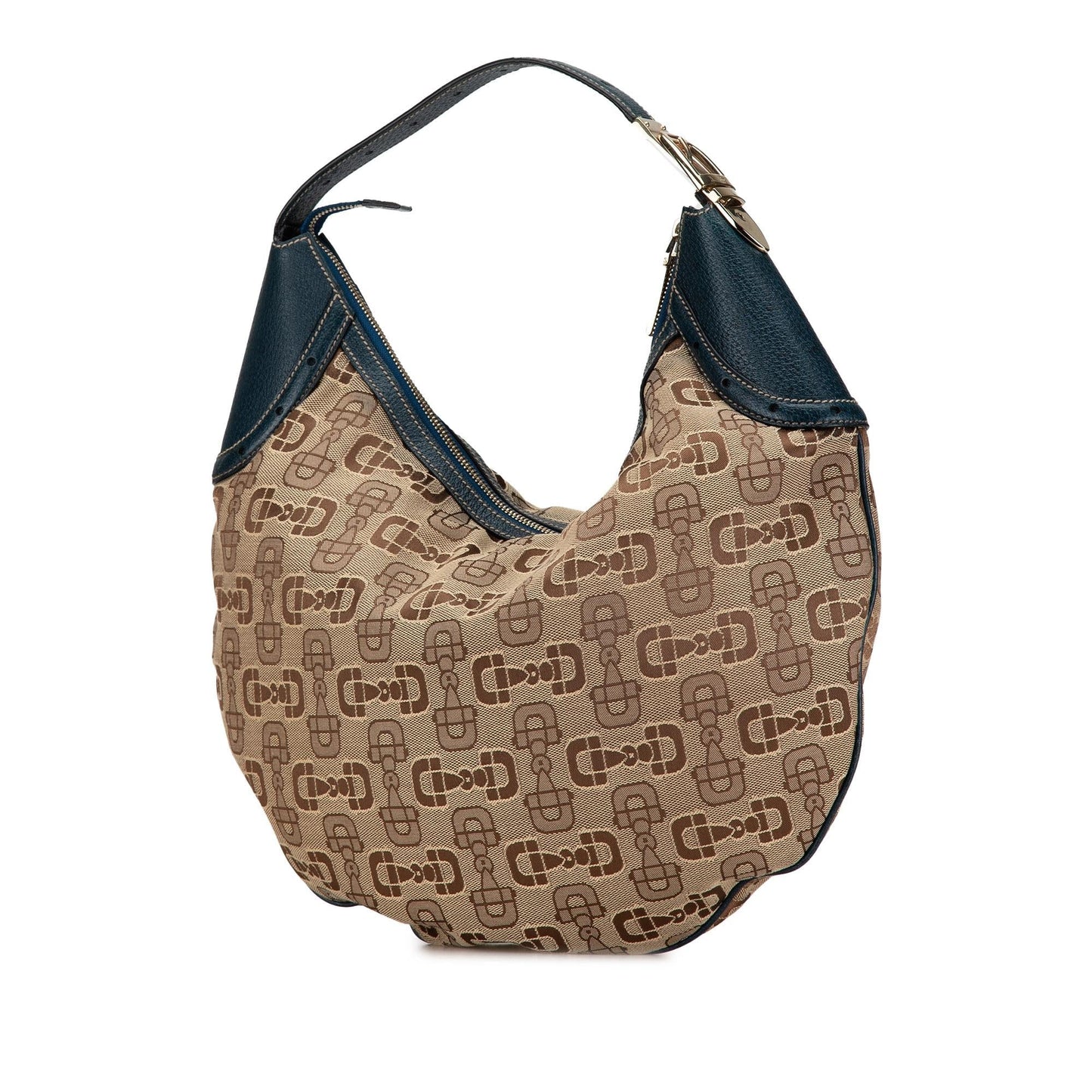 Gucci Horsebit Glam SHG-FaQdKc Canvas Calf Brown Shoulder Bag
