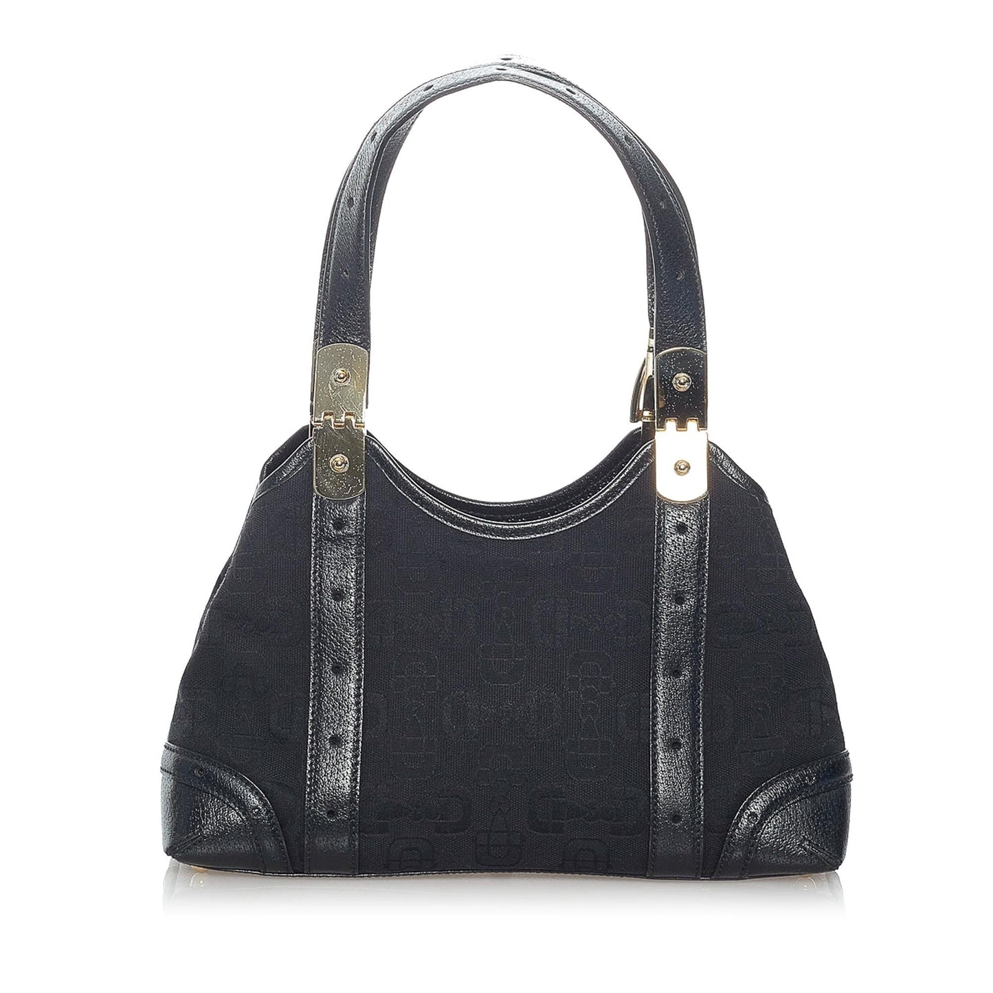 Gucci Horsebit SHG Canvas Black Satchel Bag Handbag Shg