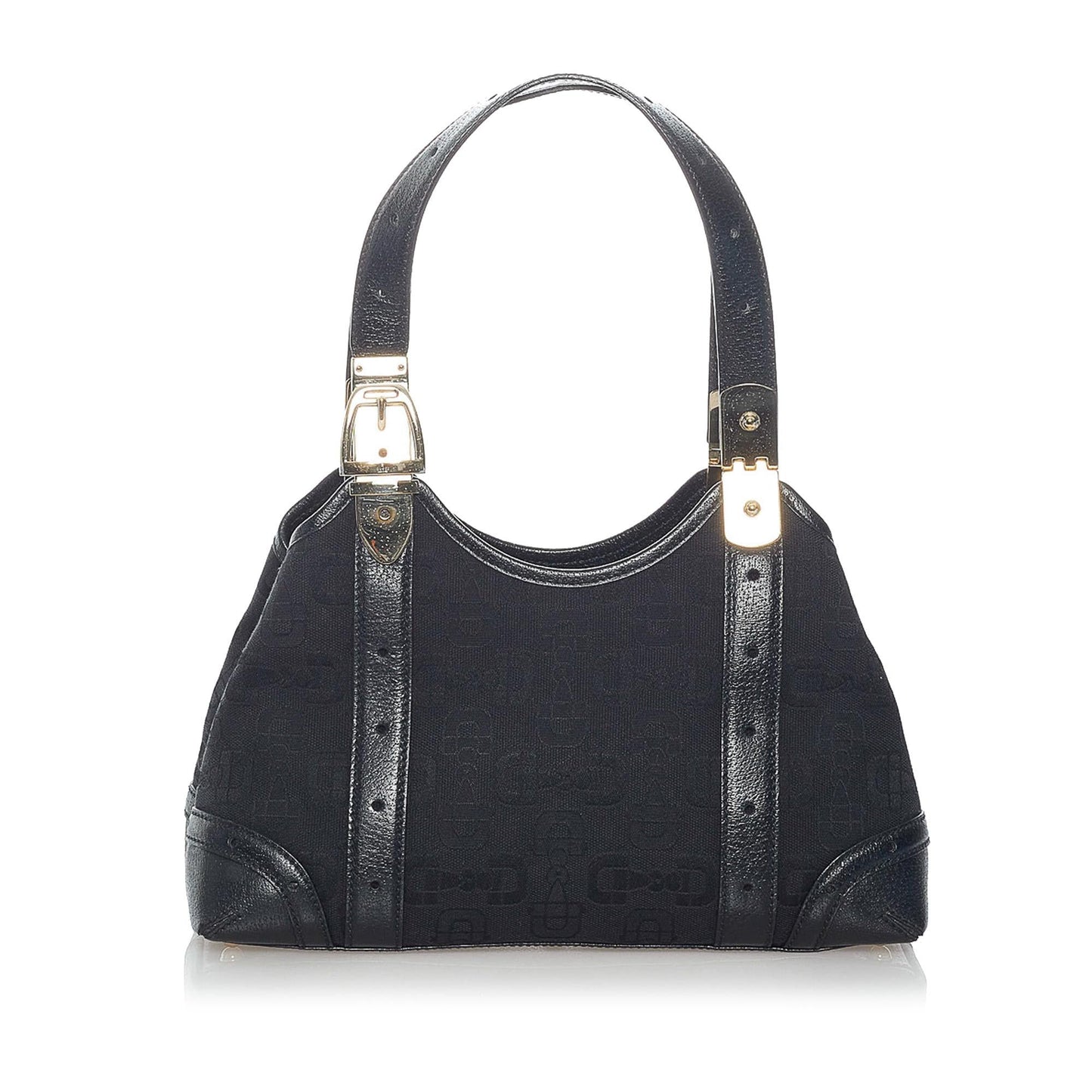 Gucci Horsebit SHG Canvas Black Satchel Bag Handbag Shg