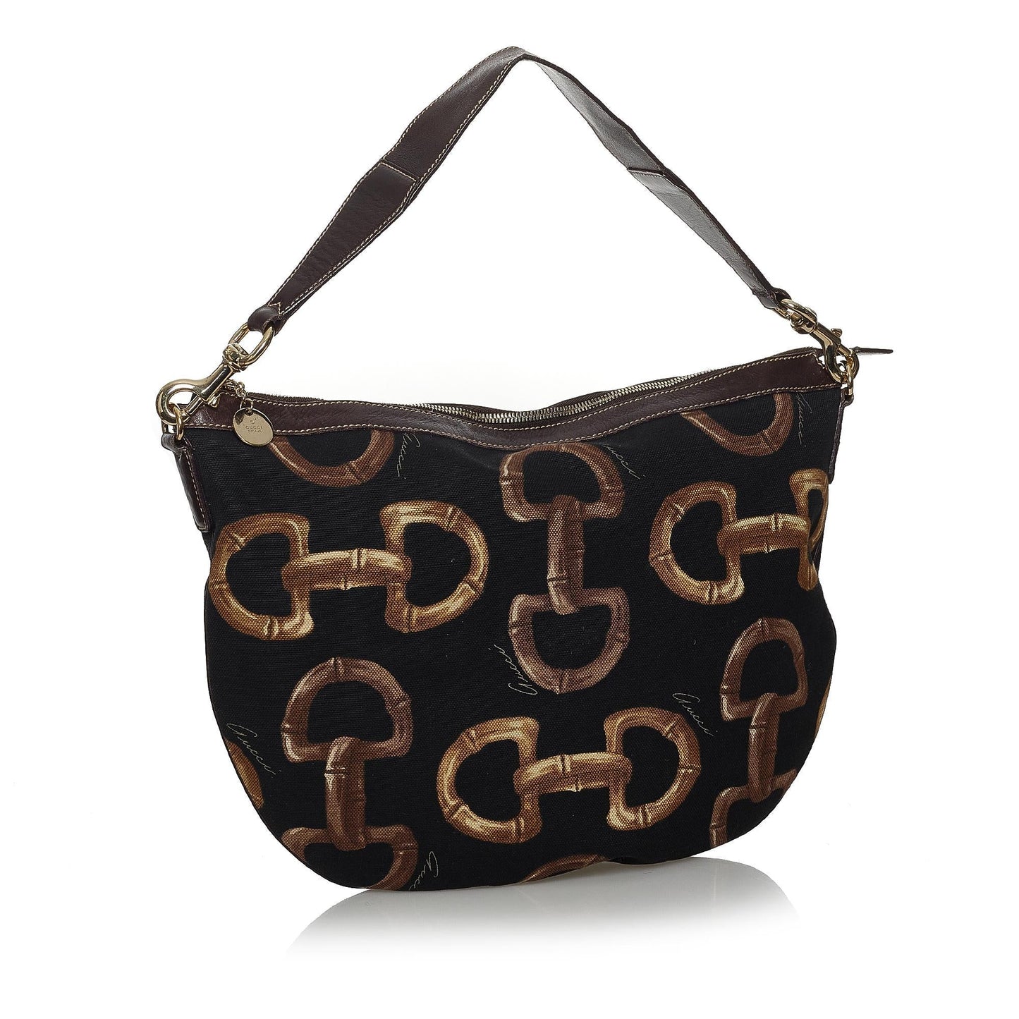 Gucci Horsebit SHG Canvas Black Brown Shoulder Bag