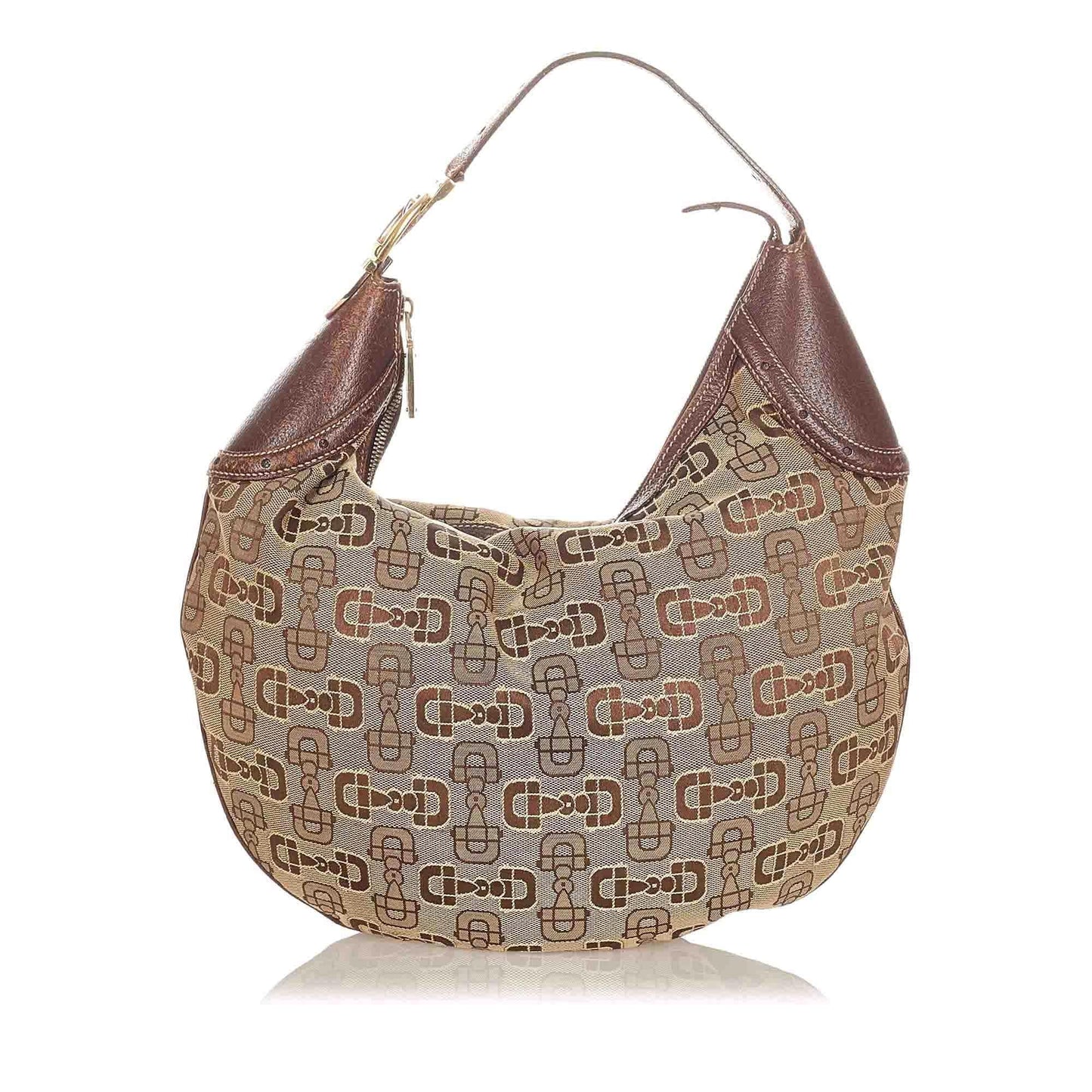 Gucci Horsebit SHG Canvas Calf Brown Shoulder Bag