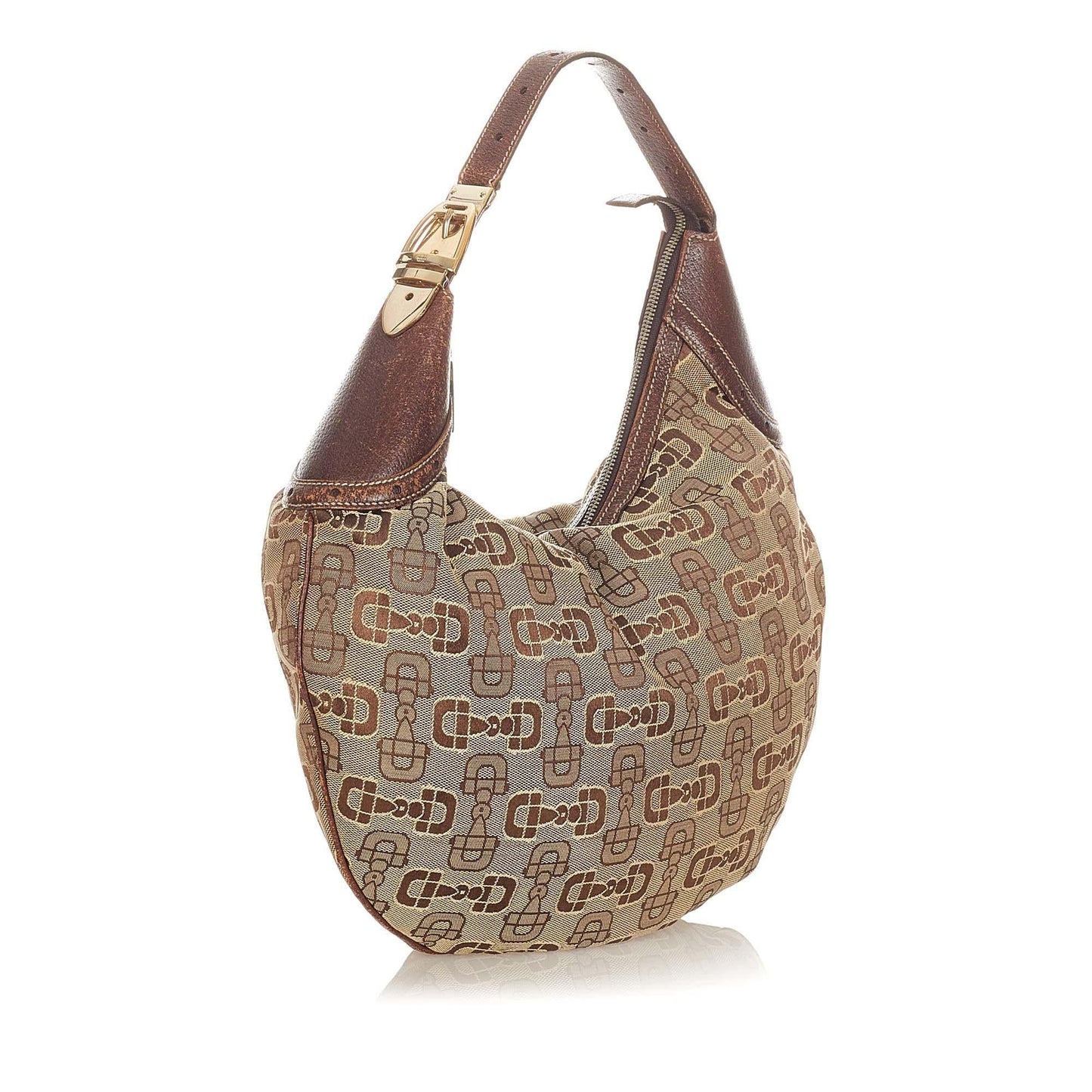 Gucci Horsebit SHG Canvas Calf Brown Shoulder Bag