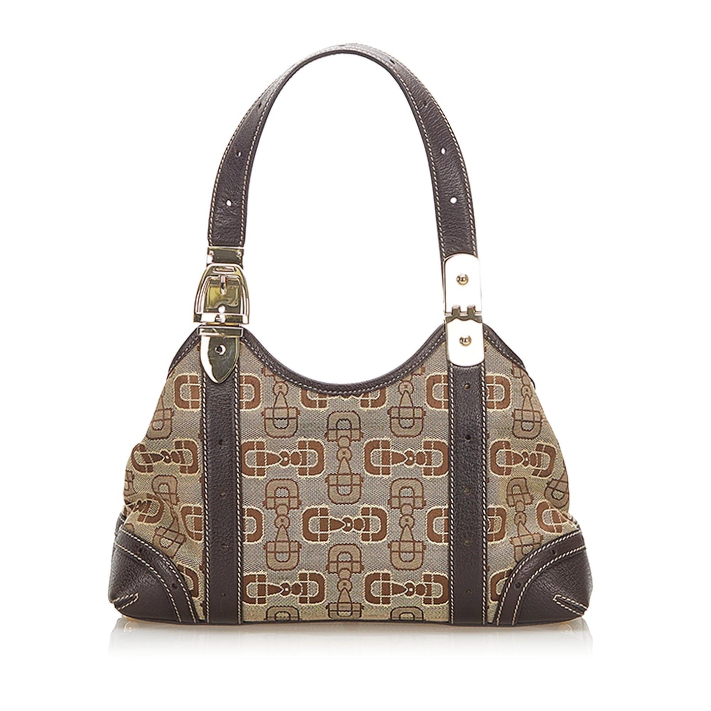Gucci Horsebit SHG Canvas Calf Brown Shoulder Bag Bag Shg
