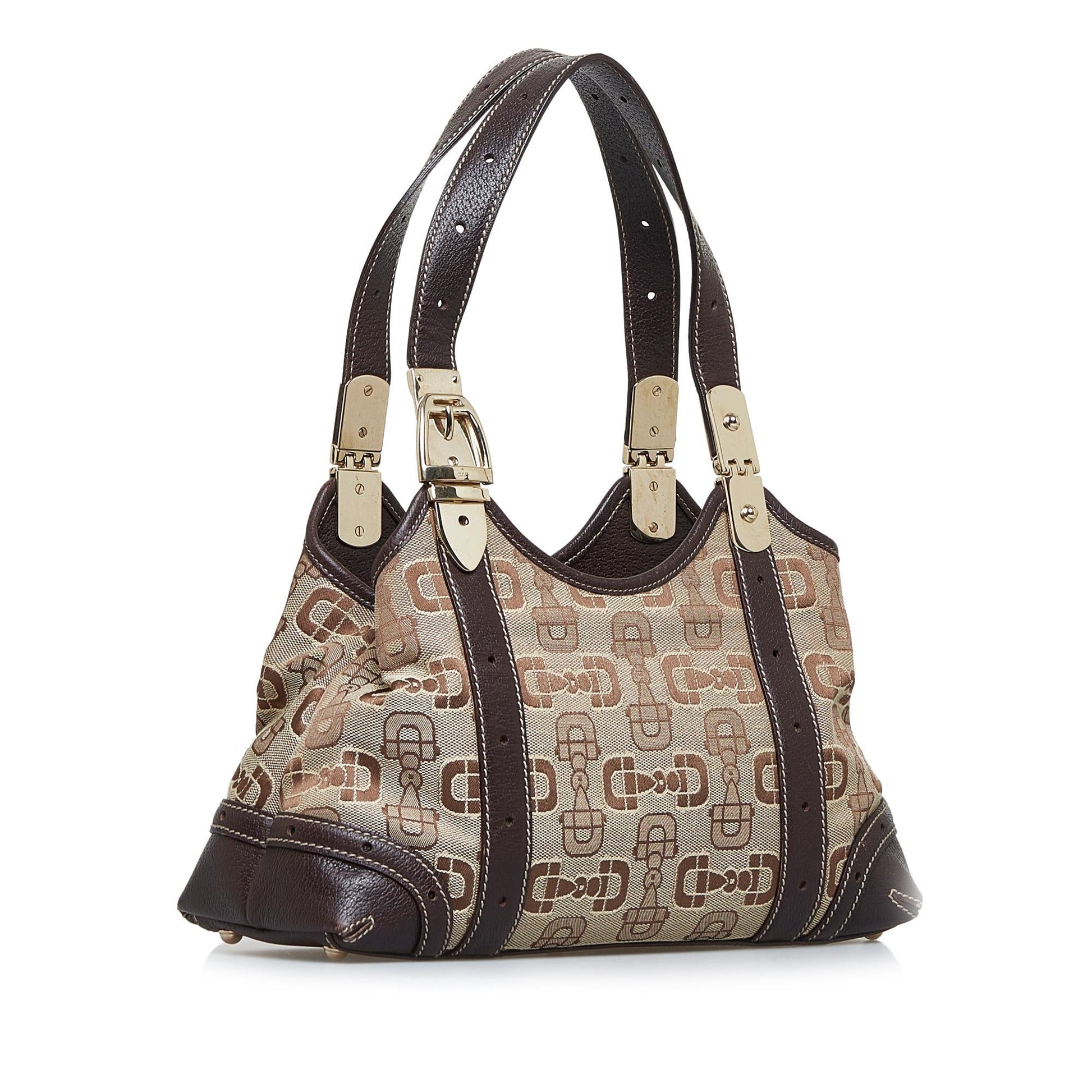 Gucci Horsebit SHG-NMG11x Canvas Brown Shoulder Bag