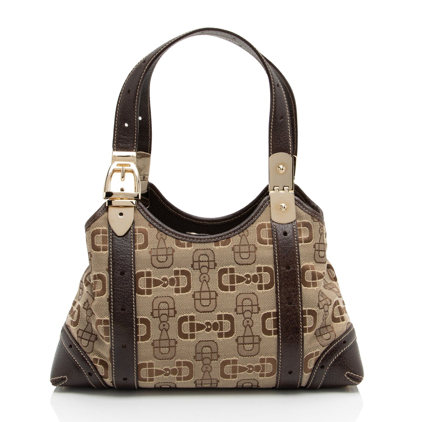 Gucci Horsebit SHF-t8v4XG Leather Canvas Brown Beige Shoulder Bag