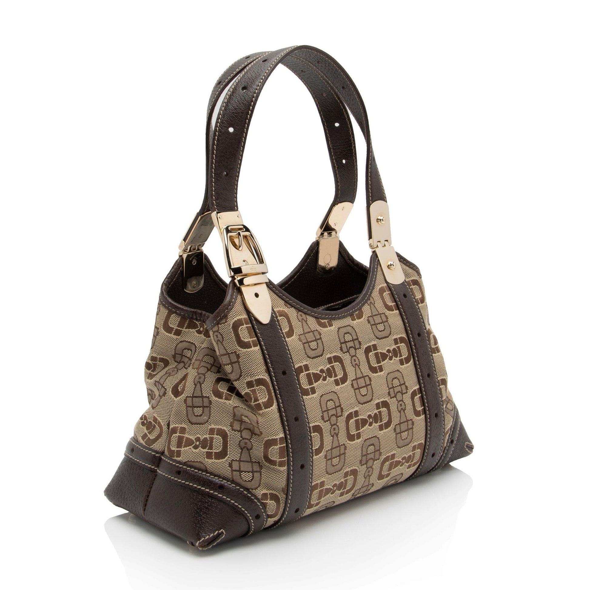 Gucci Horsebit SHF-t8v4XG Leather Canvas Brown Beige Shoulder Bag
