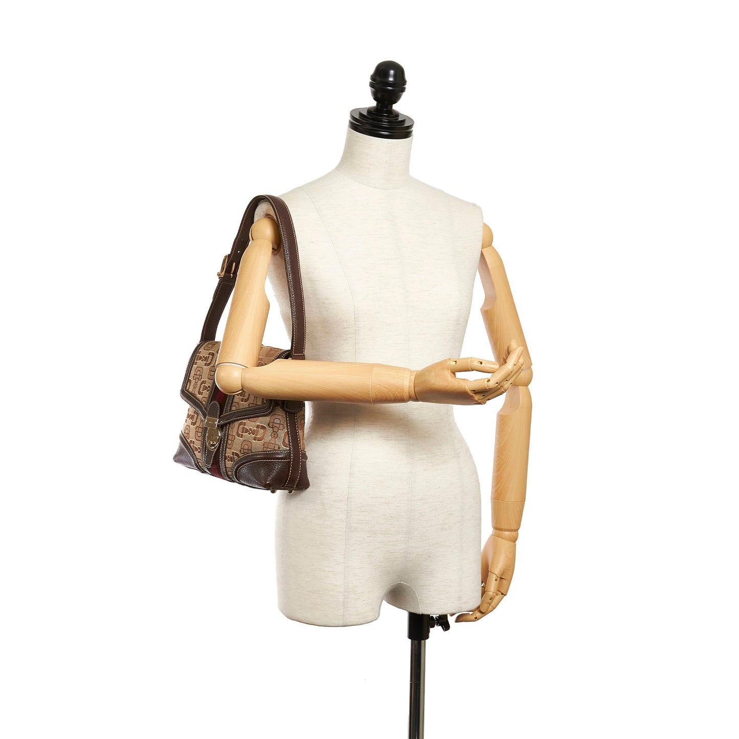 Gucci Horsebit Canvas Web Treasure Shoulder Bag (SHG-29348)