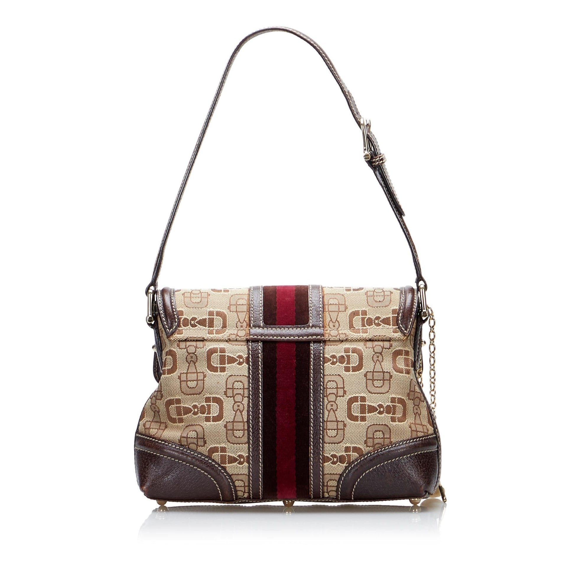 Gucci Horsebit Web Treasure SHG-DaSmAf Canvas Brown Shoulder Bag
