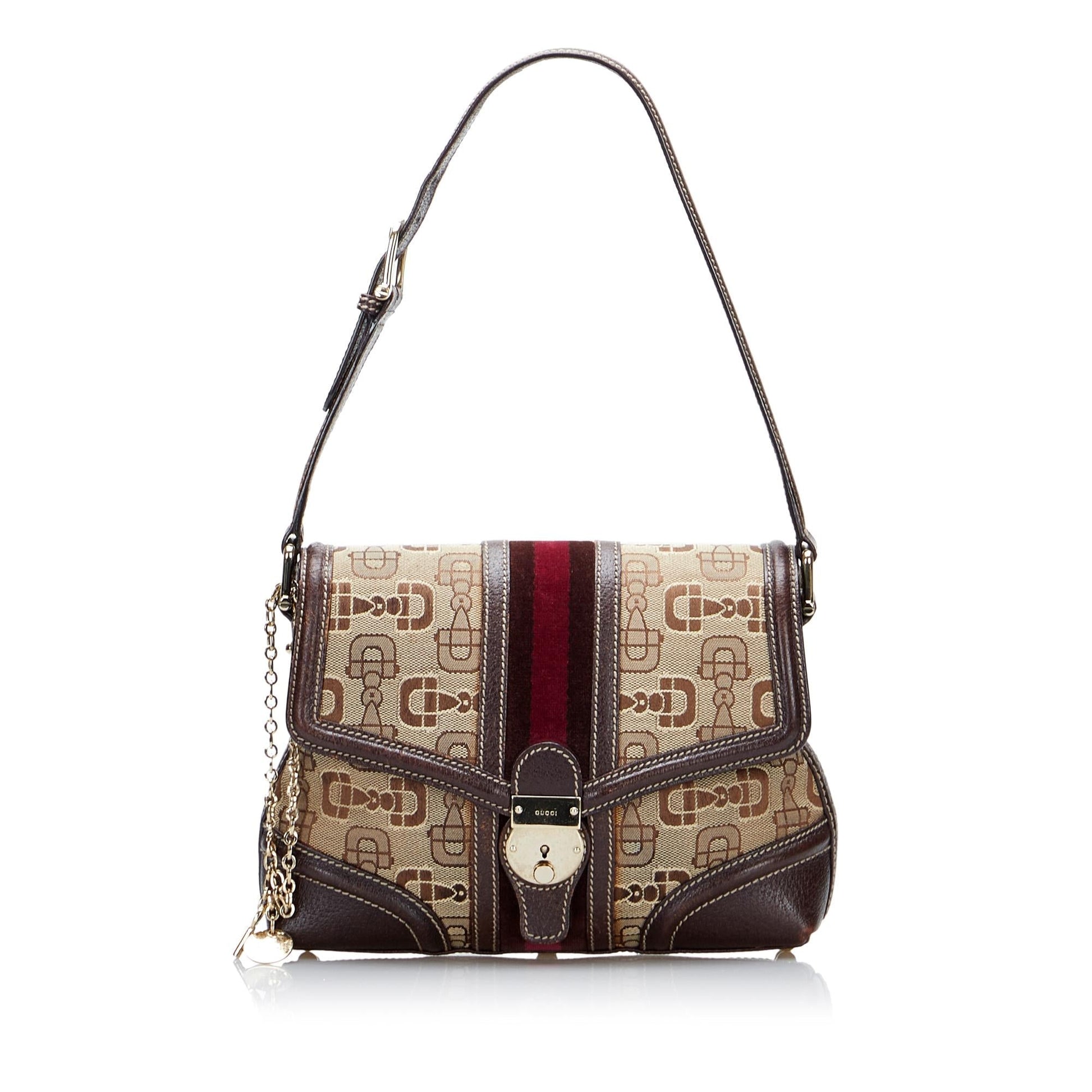 Gucci Horsebit Web Treasure SHG-DaSmAf Canvas Brown Shoulder Bag