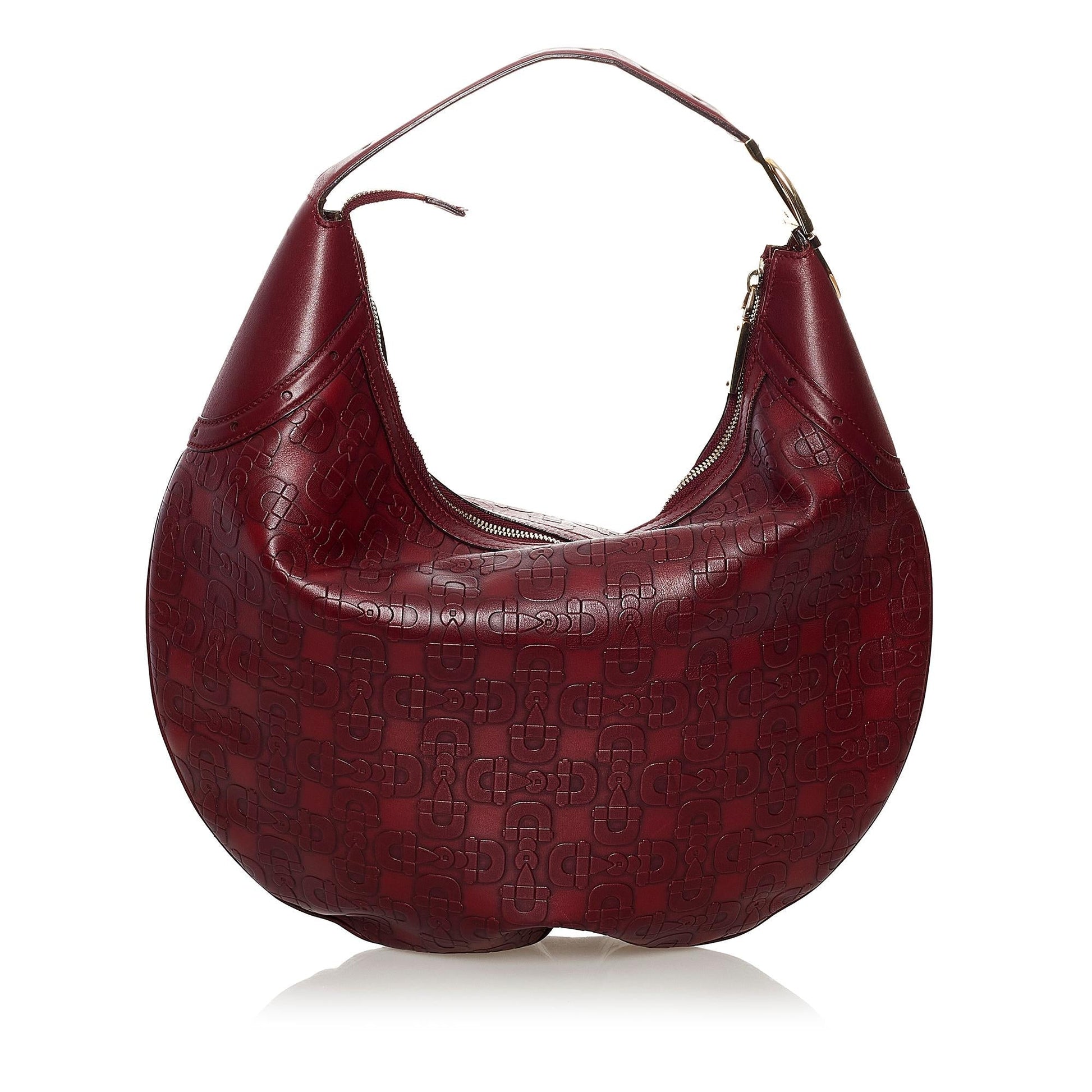 Gucci Horsebit Embossed SHG Leather Calf Red Shoulder Bag