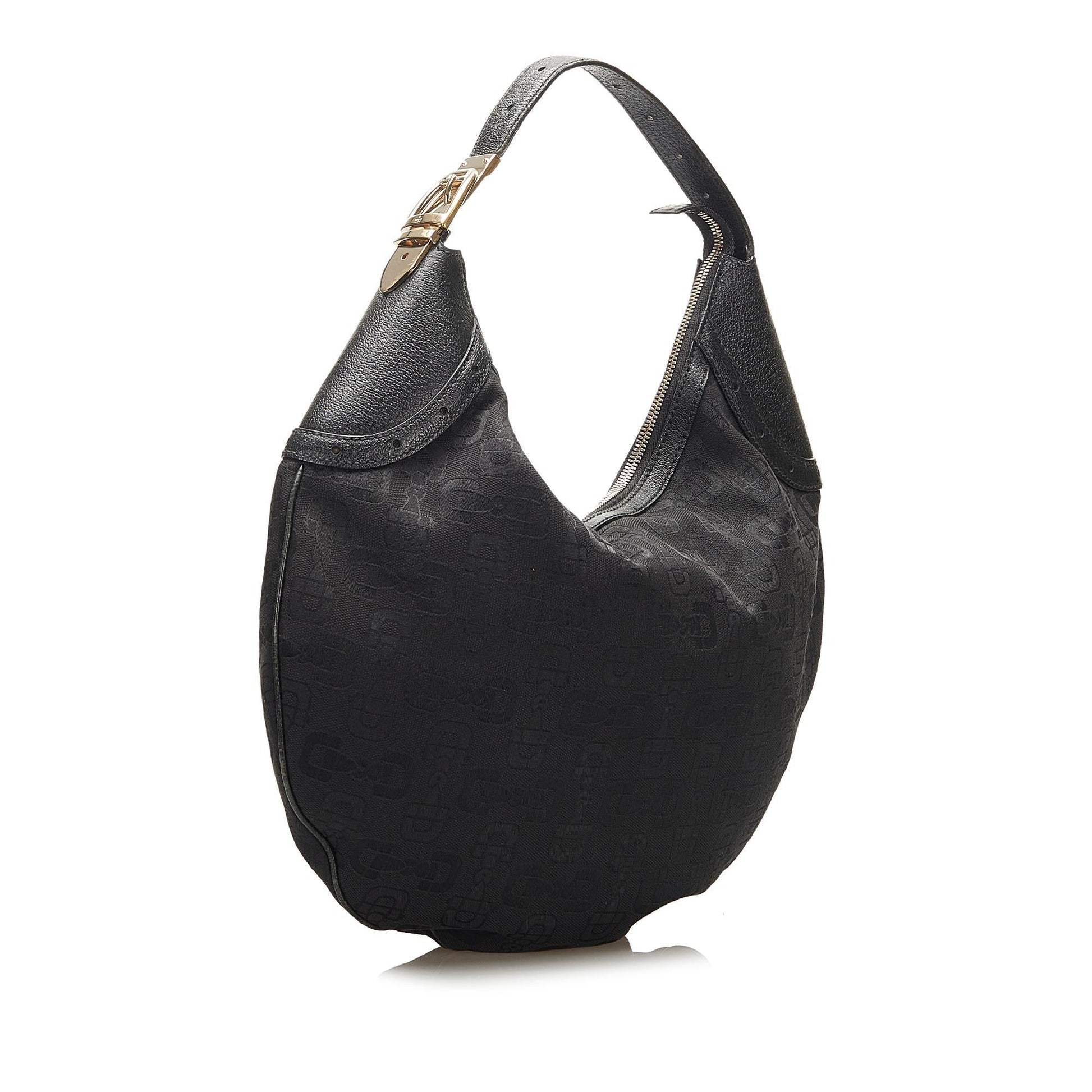 Gucci Horsebit Glam SHG-uQ3Ryw Canvas Black Shoulder Bag