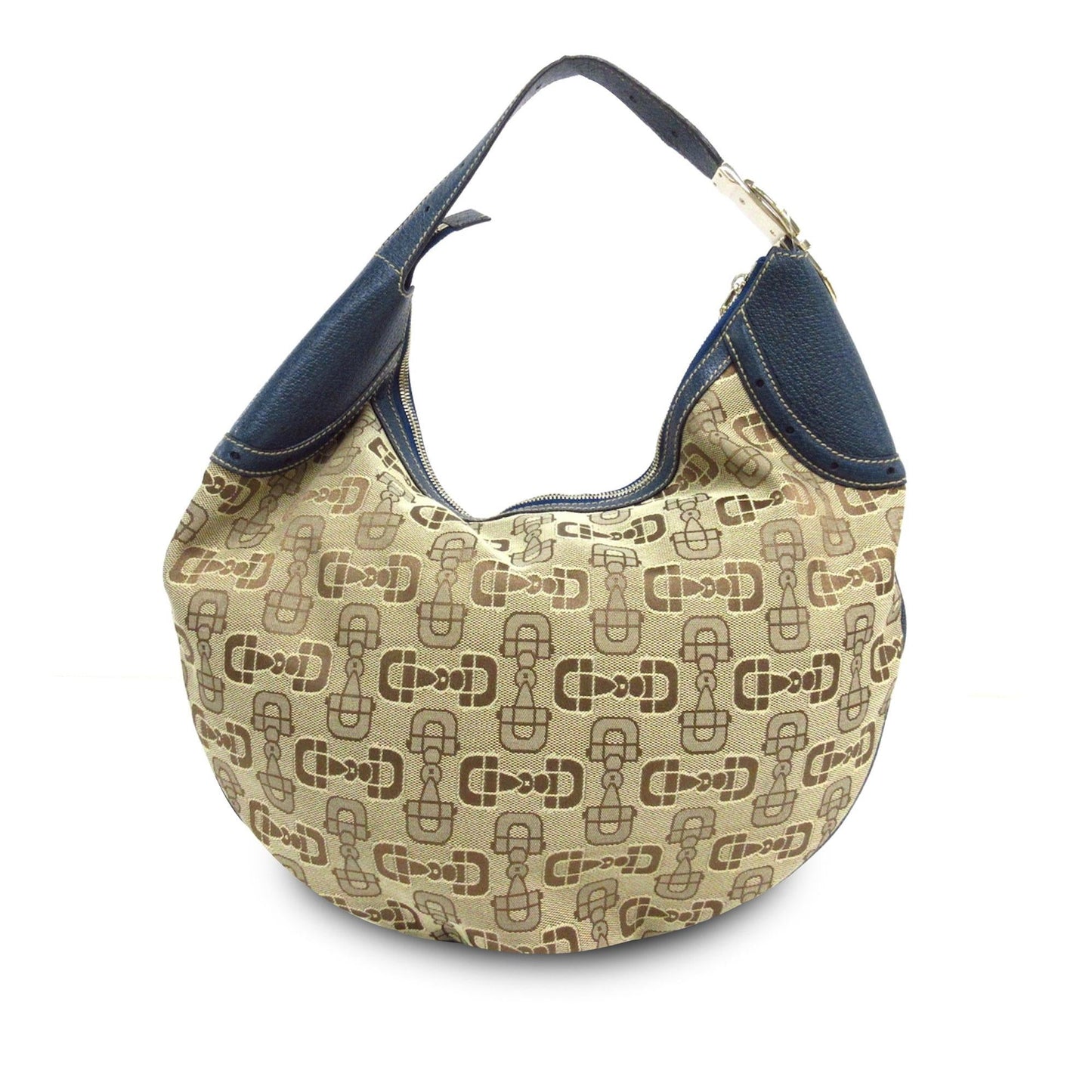 Gucci Horsebit Glam SHG-Son5Rw Canvas Calf Brown Blue Shoulder Bag
