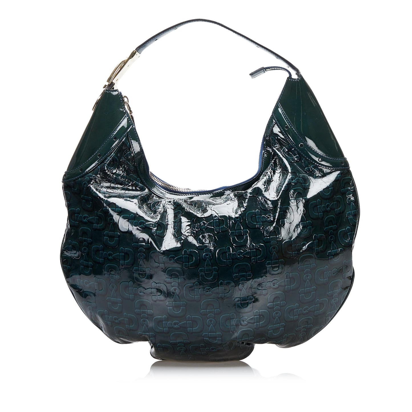 Gucci Horsebit Glam SHG Leather Patent Blue Shoulder Bag