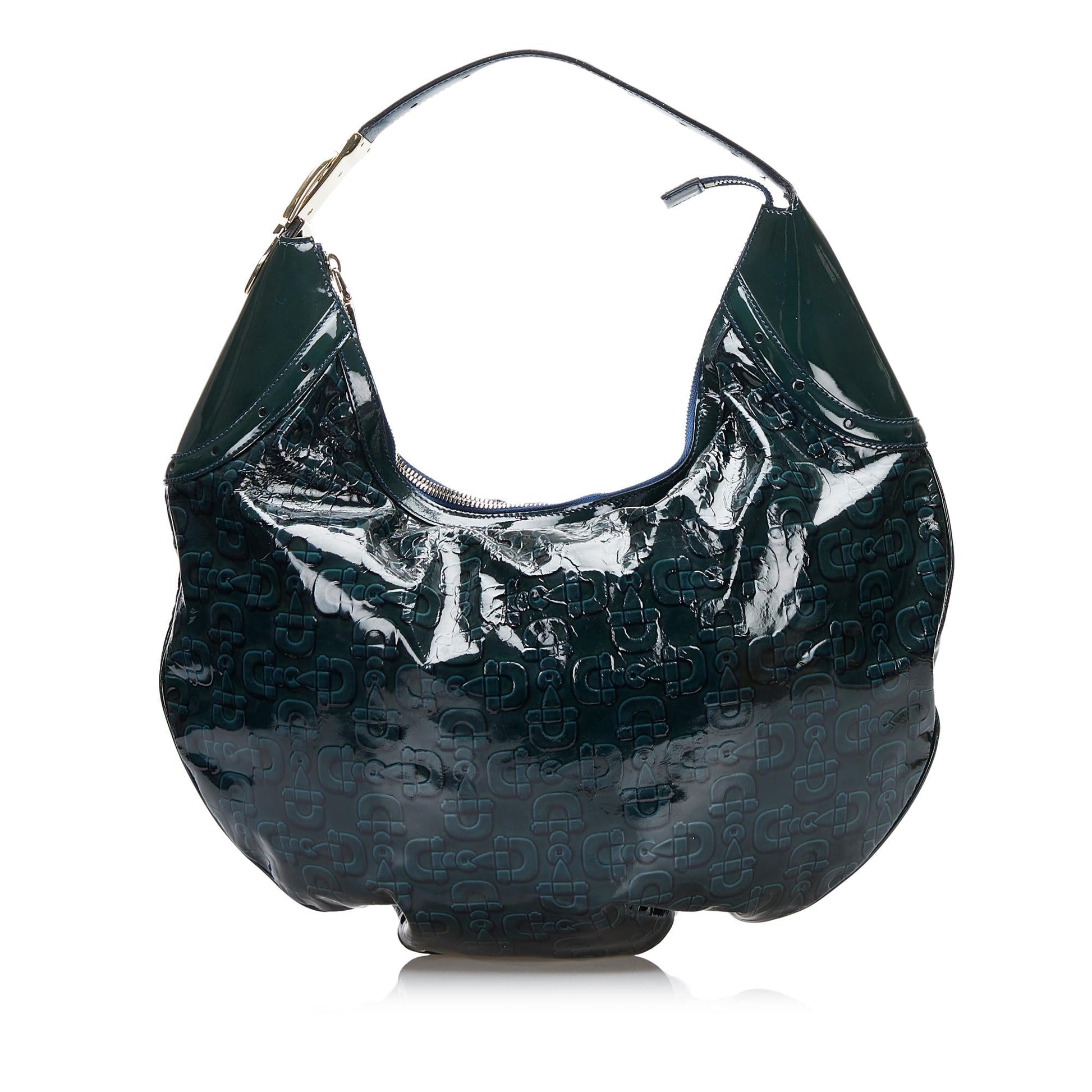 Gucci Horsebit Glam SHG Leather Patent Blue Shoulder Bag
