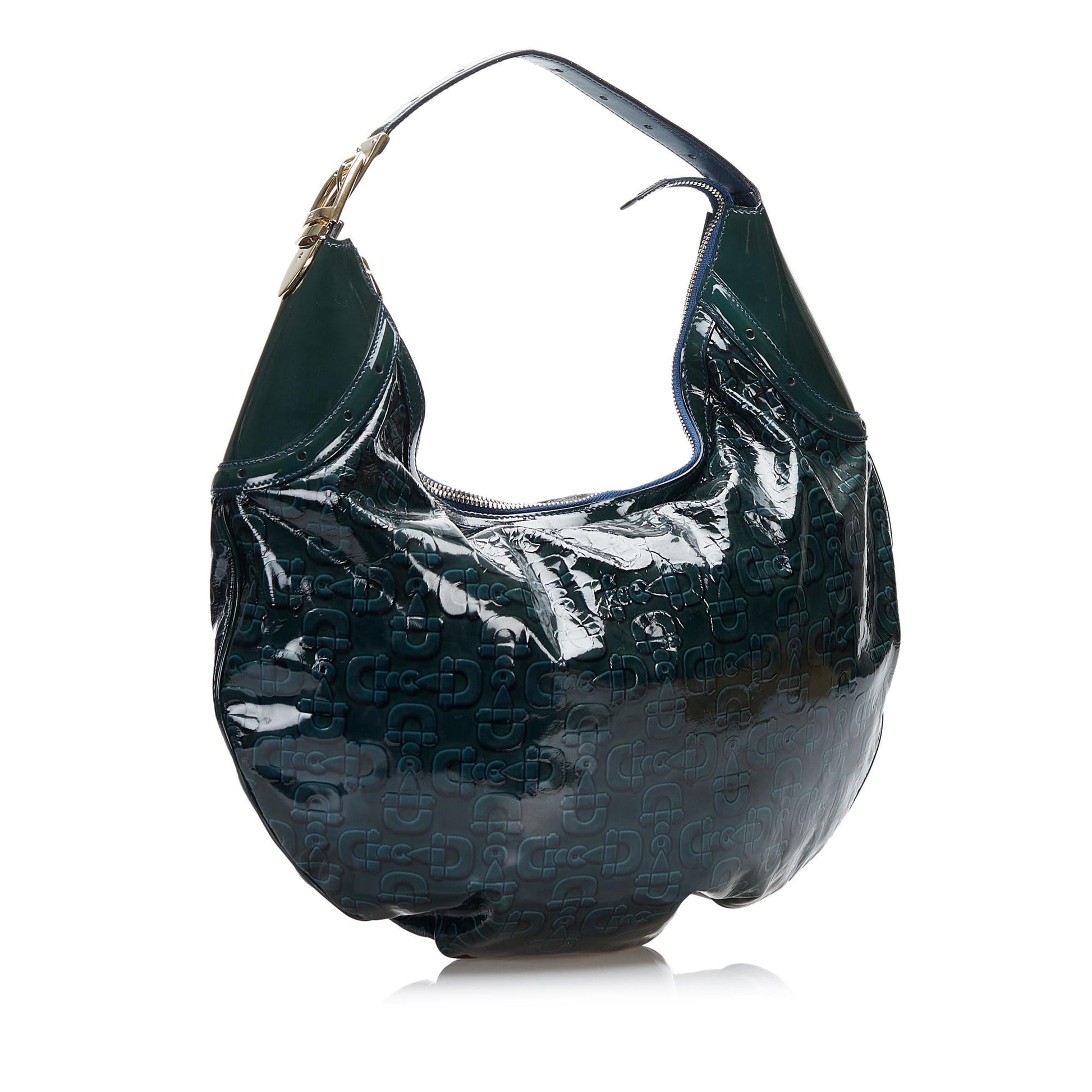 Gucci Horsebit Glam SHG Leather Patent Blue Shoulder Bag